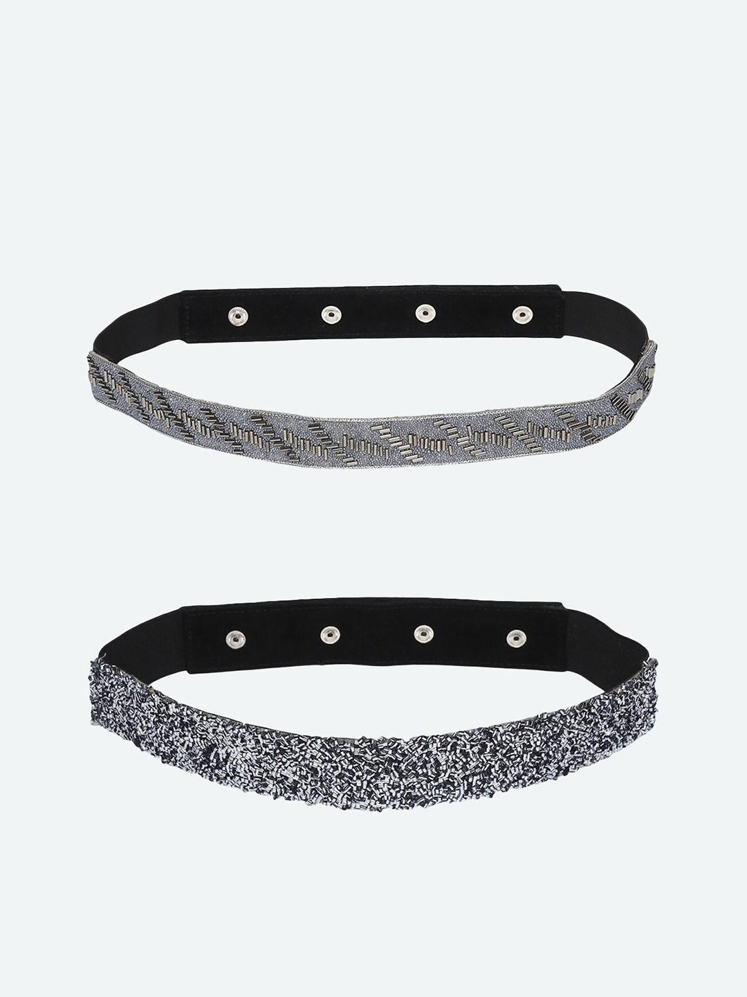 DEEBACO Women Pack Of 2 Silver-Toned Embellished Belt Price in India