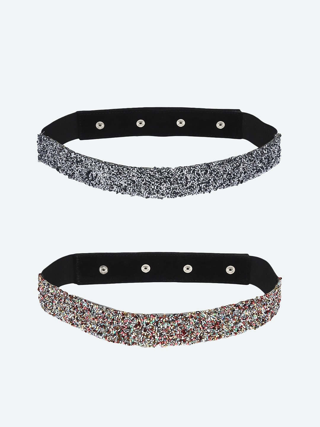 DEEBACO Women Set of 2 Silver-Toned & Gold-Toned Embellished Belts Price in India