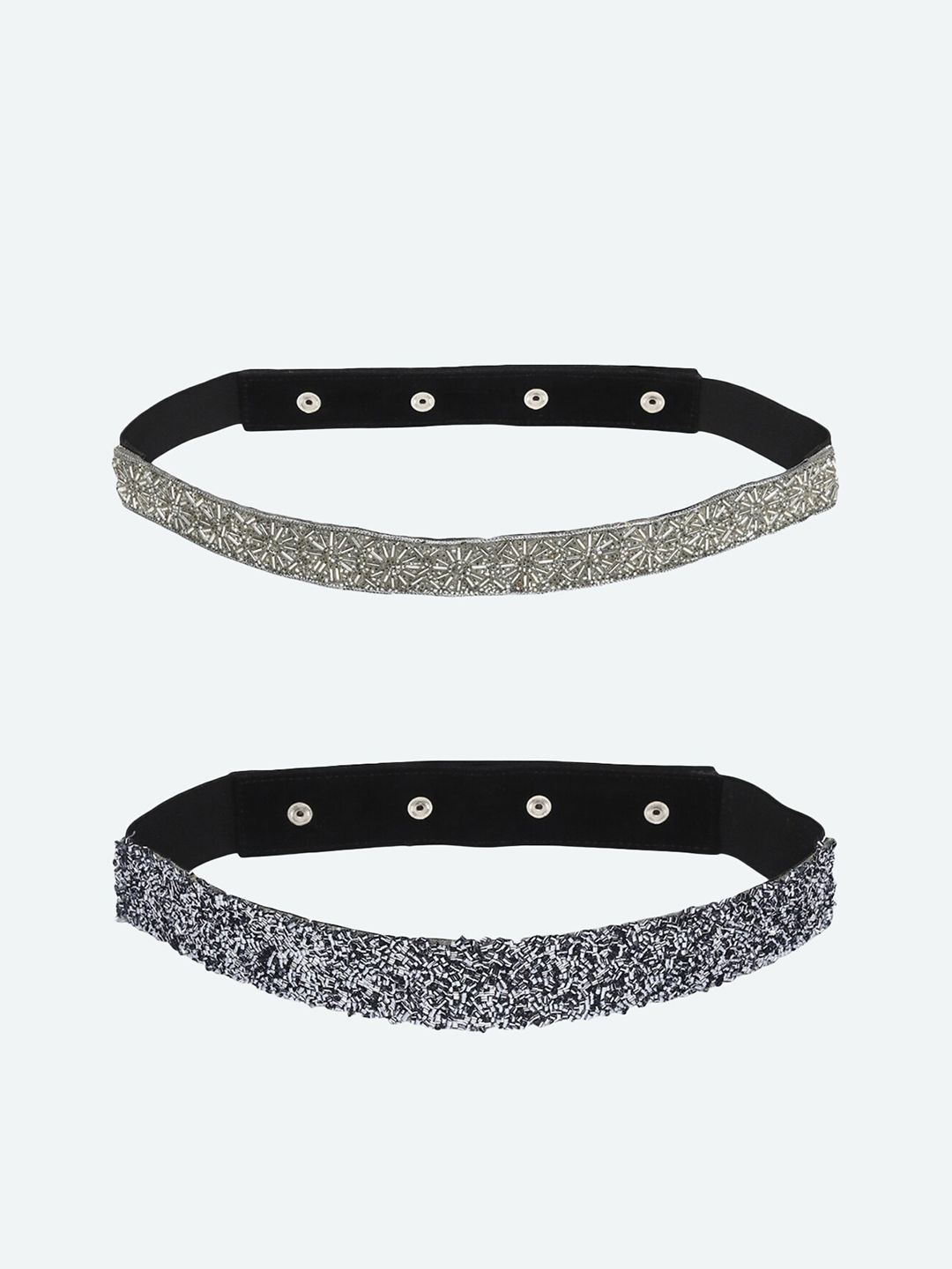 DEEBACO Women Pack Of 2 Silver-Toned Embellished Belt Price in India