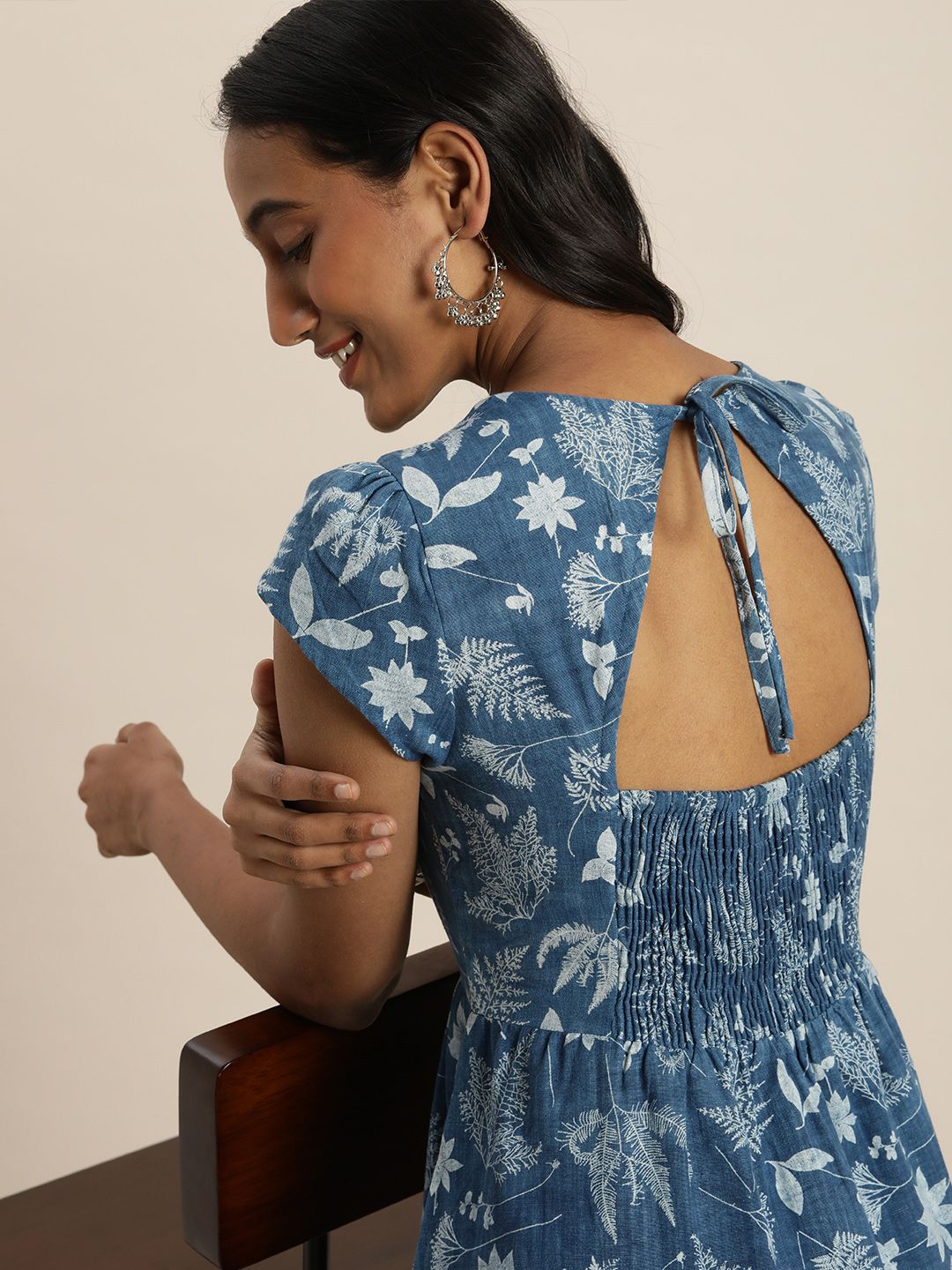 Taavi Women Blue Ethnic Motifs : IndigoPure Cotton Maxi Dress Price in India