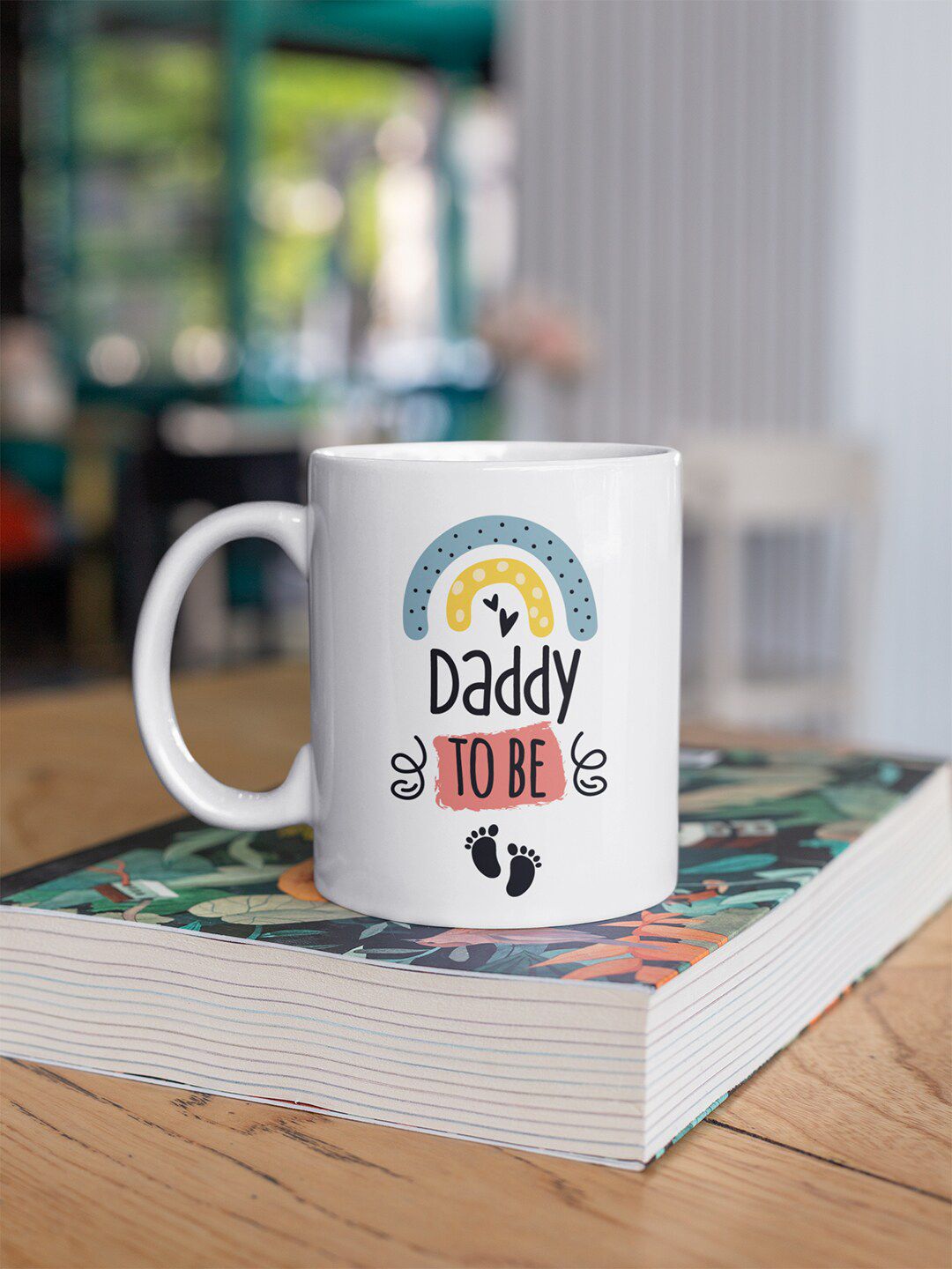 Oye Happy White & Black Daddy To Be Printed Ceramic Glossy Mug Price in India