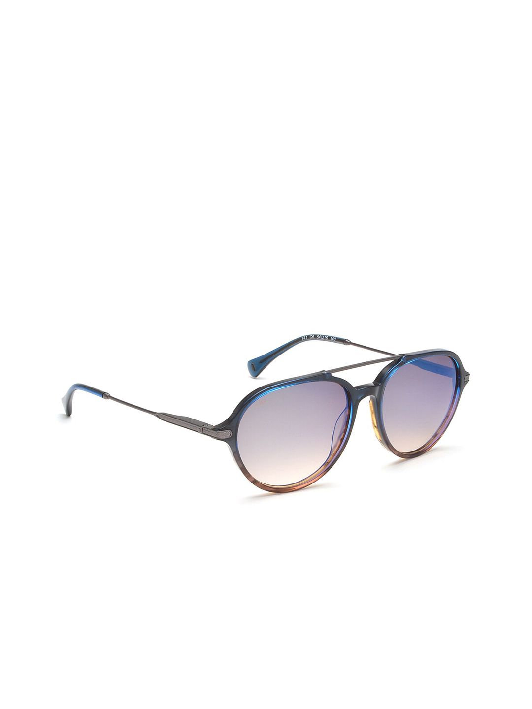 Image Unisex Grey Lens & Blue Aviator Sunglasses with Polarised Lens Price in India