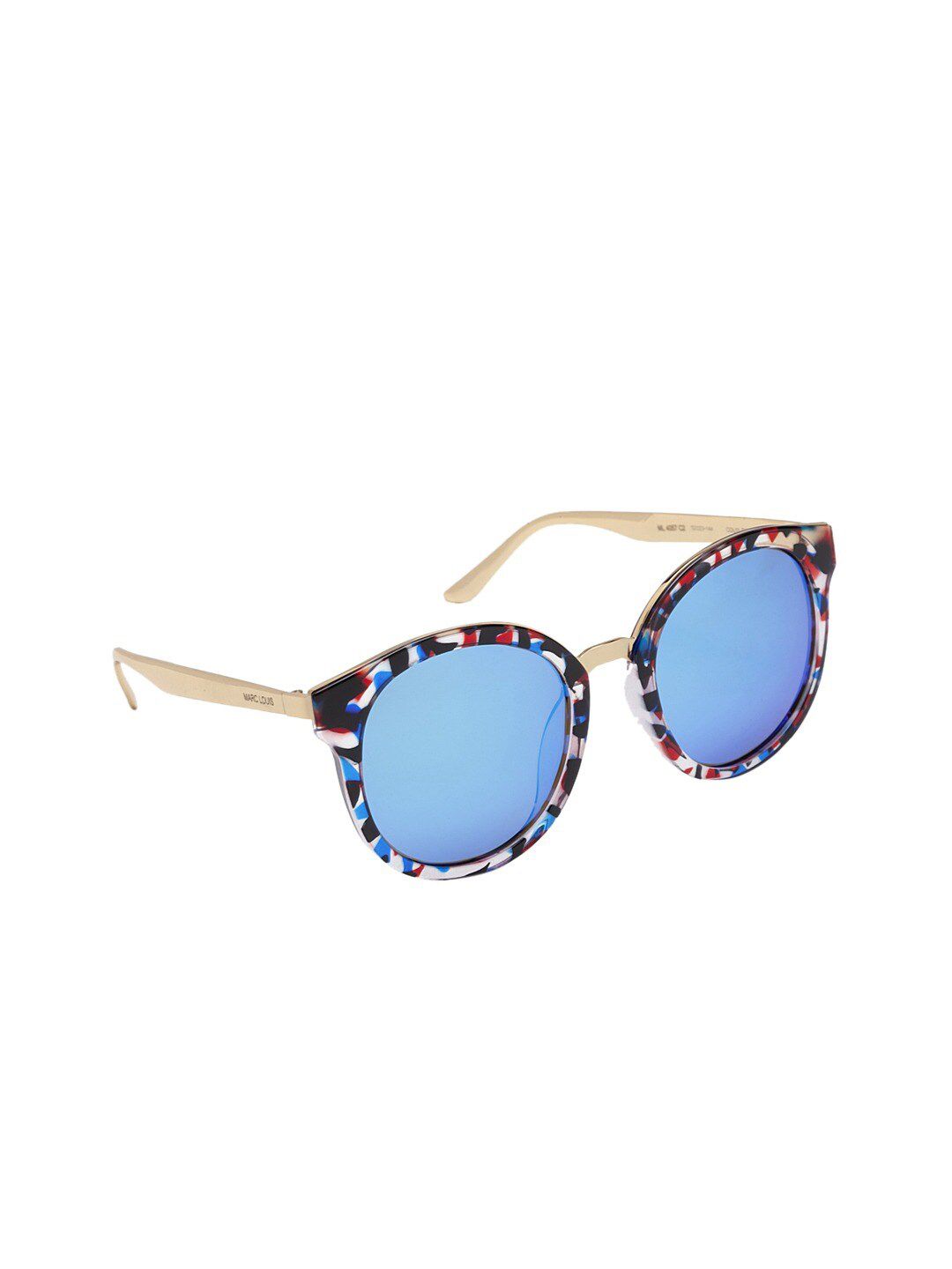 MARC LOUIS Women Blue Lens & Black Round Sunglasses 4057 C2 Blue Price in India