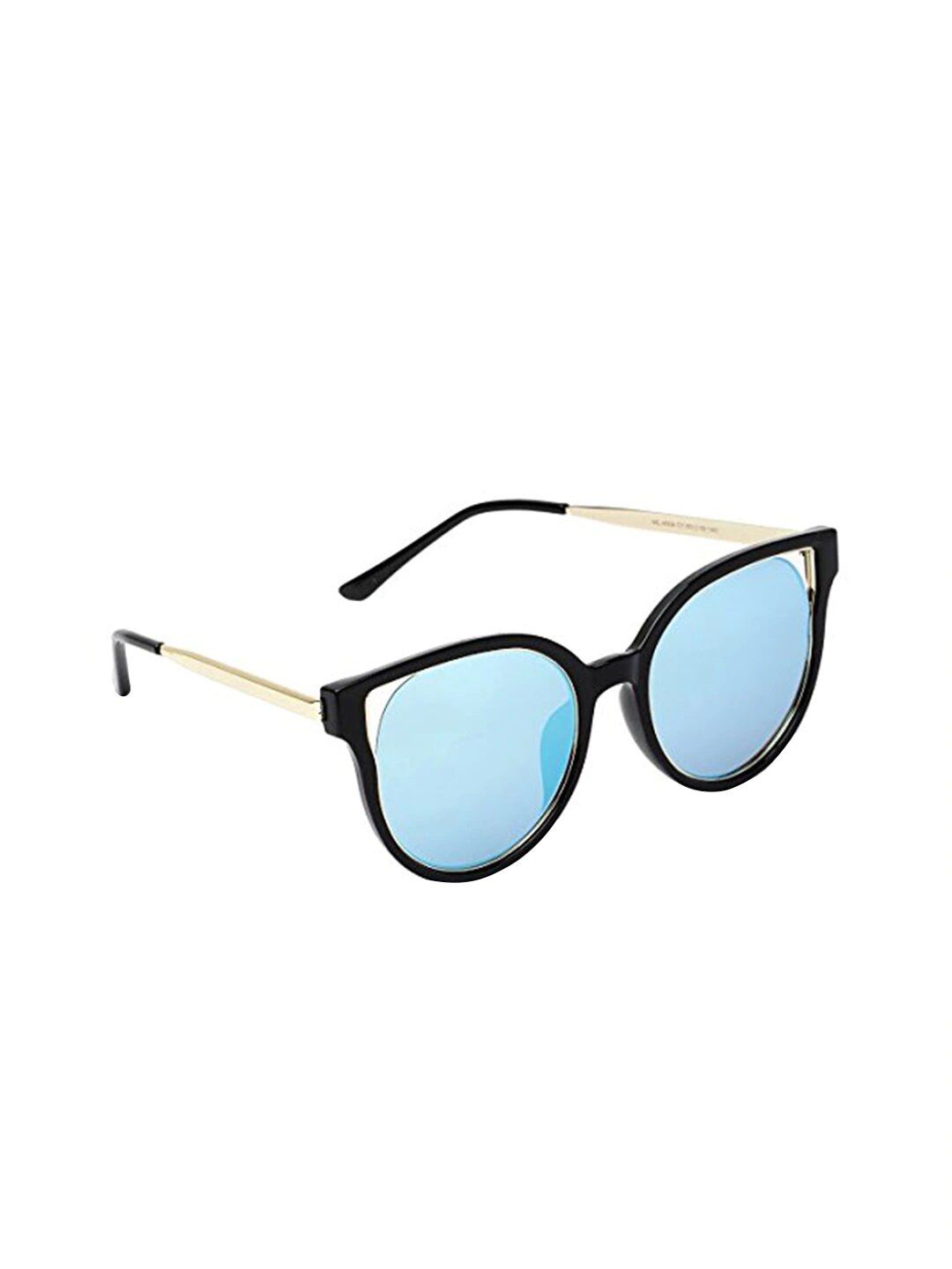 MARC LOUIS Unisex Blue Lens & Black Round Sunglasses with UV Protected Lens 4004 C1