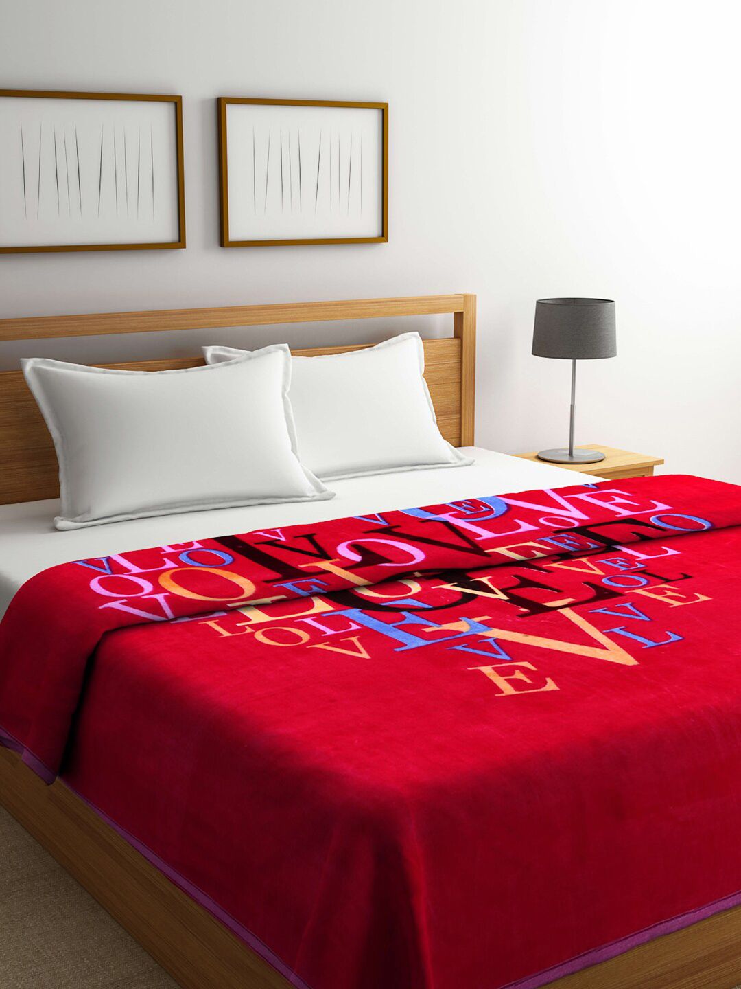 Arrabi Pink Geometric Heavy Winter 950 GSM Double Bed Blanket Price in India
