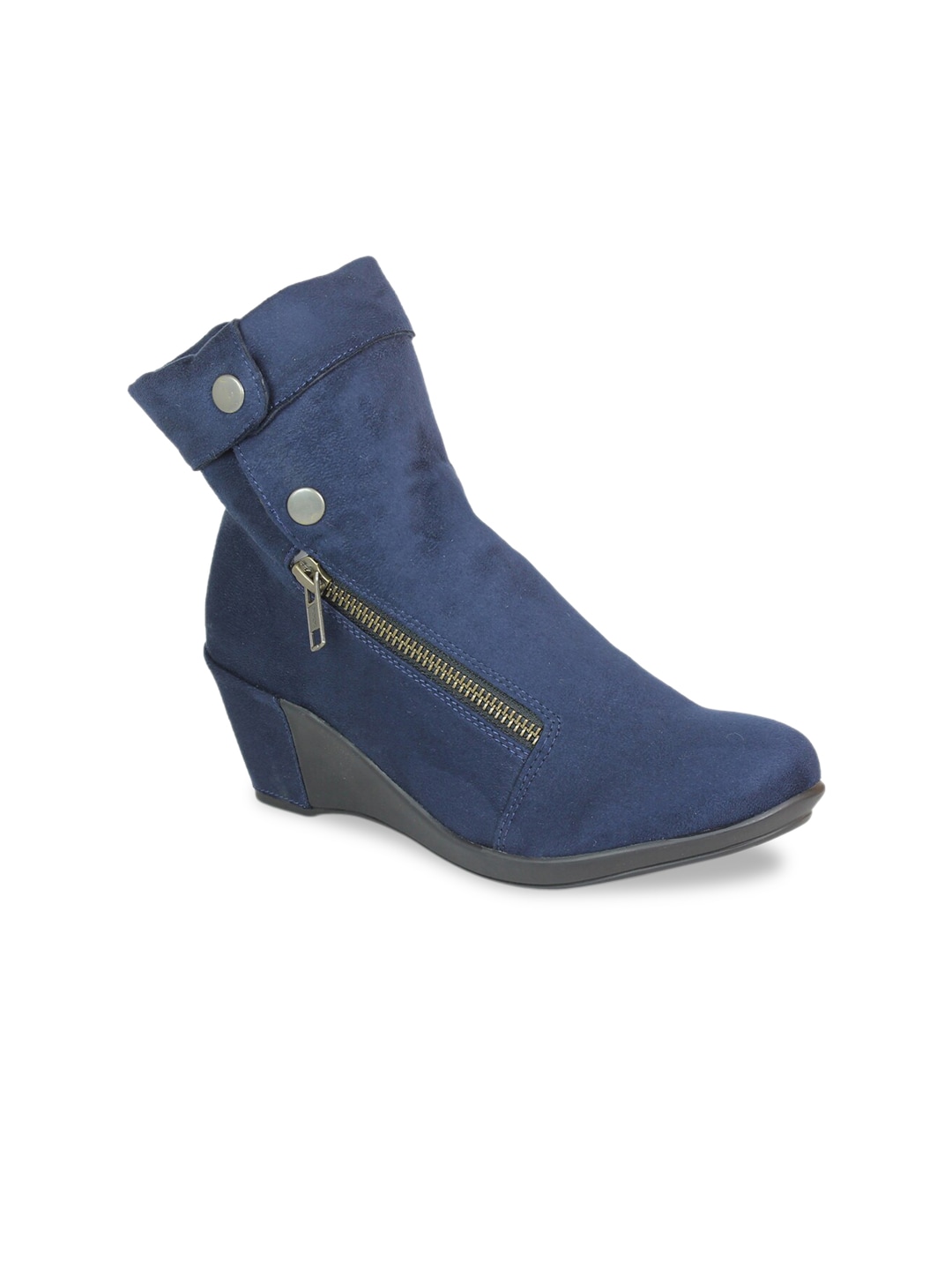 Inc 5 Women Navy Blue Solid Wedge Heeled Boots Price in India
