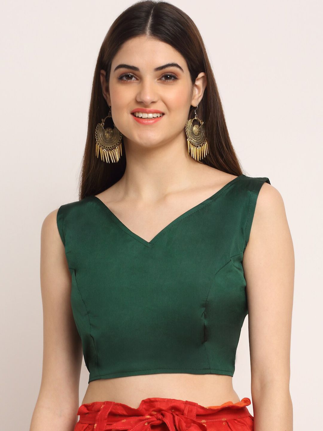 Grancy Women Green Solid Saree Blouse Price in India