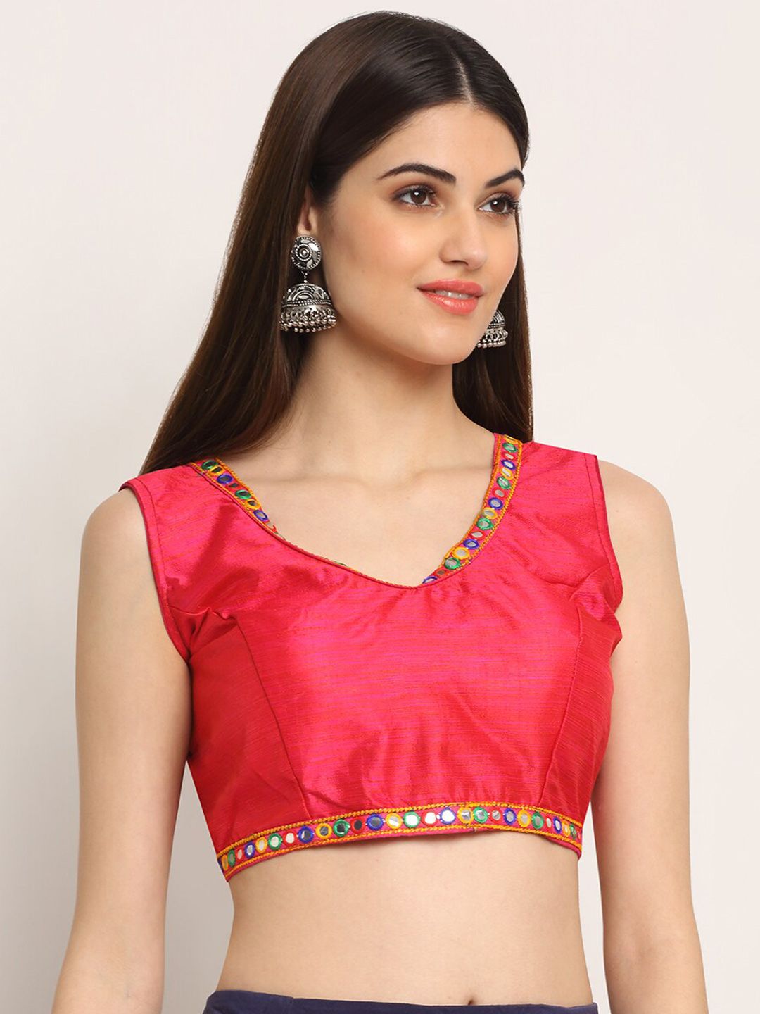 Grancy Women Red Solid Saree Blouse Price in India