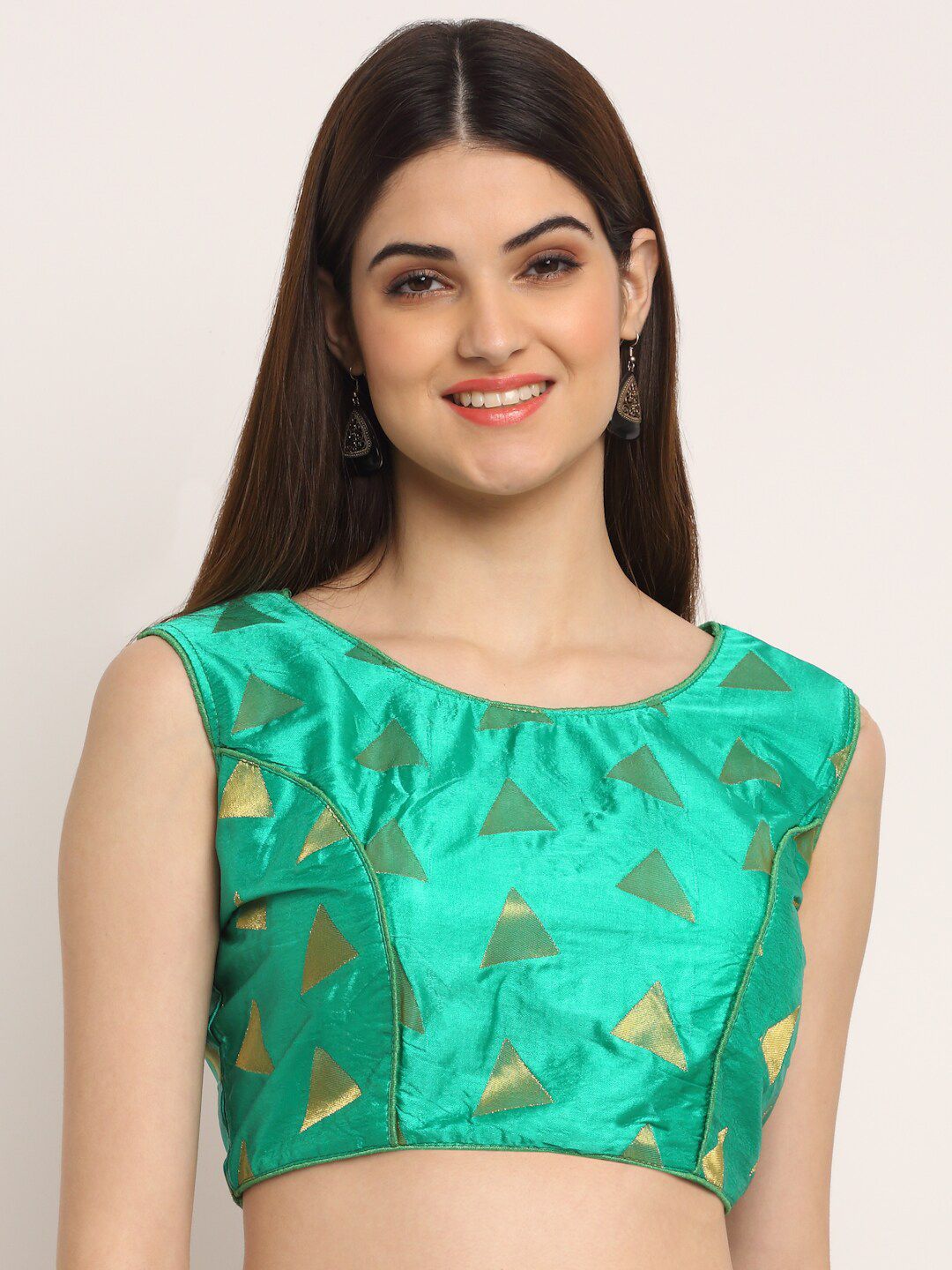 Grancy Women Sea Green Printed Saree Blouse Price in India