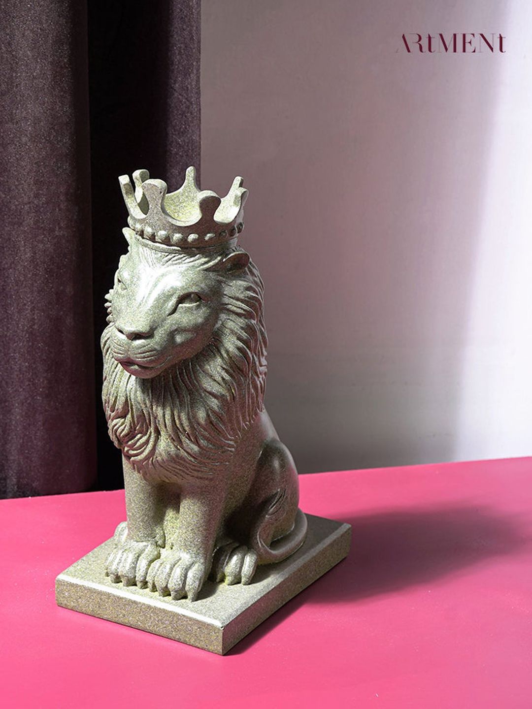 THE ARTMENT Gold-Coloured Nordic Minimalist Regal Lion Showpiece Price in India