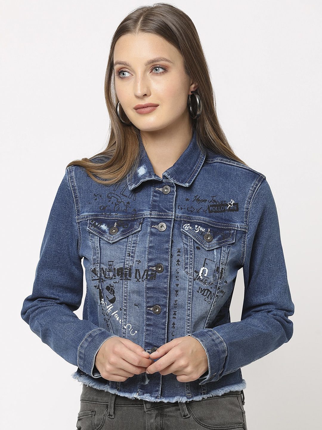 Pepe Jeans Women Blue Washed Denim Jacket Price in India