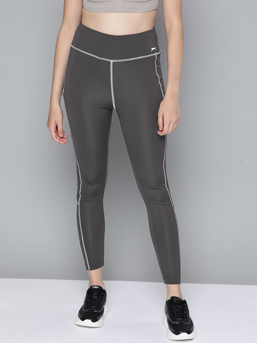 Slazenger Women Charcoal Solid  Rapid-Dry Sports Tights Price in India