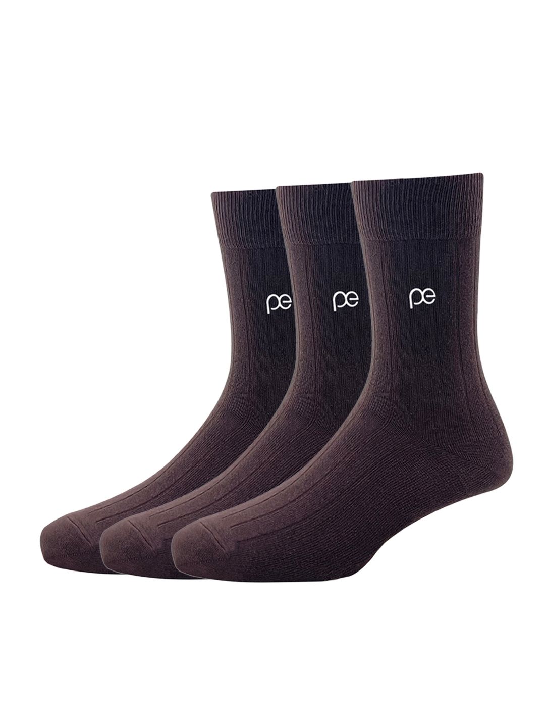 Peter England Men Pack of 3 Brown Calf Length Socks