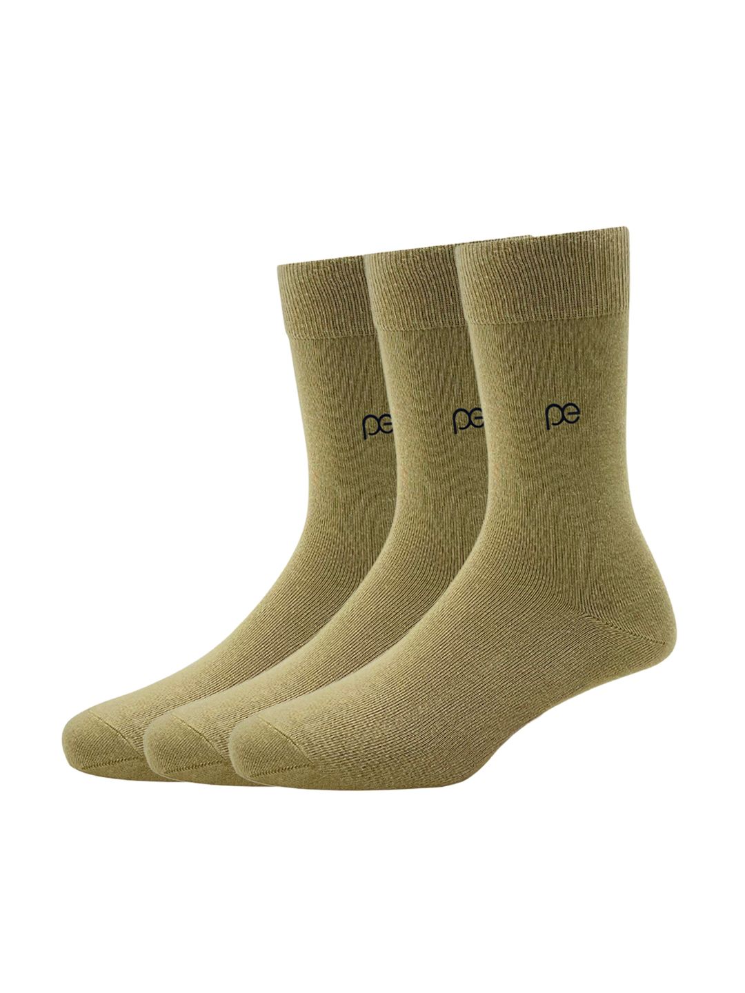 Peter England Men Pack of 3 Beige Calf Length Socks