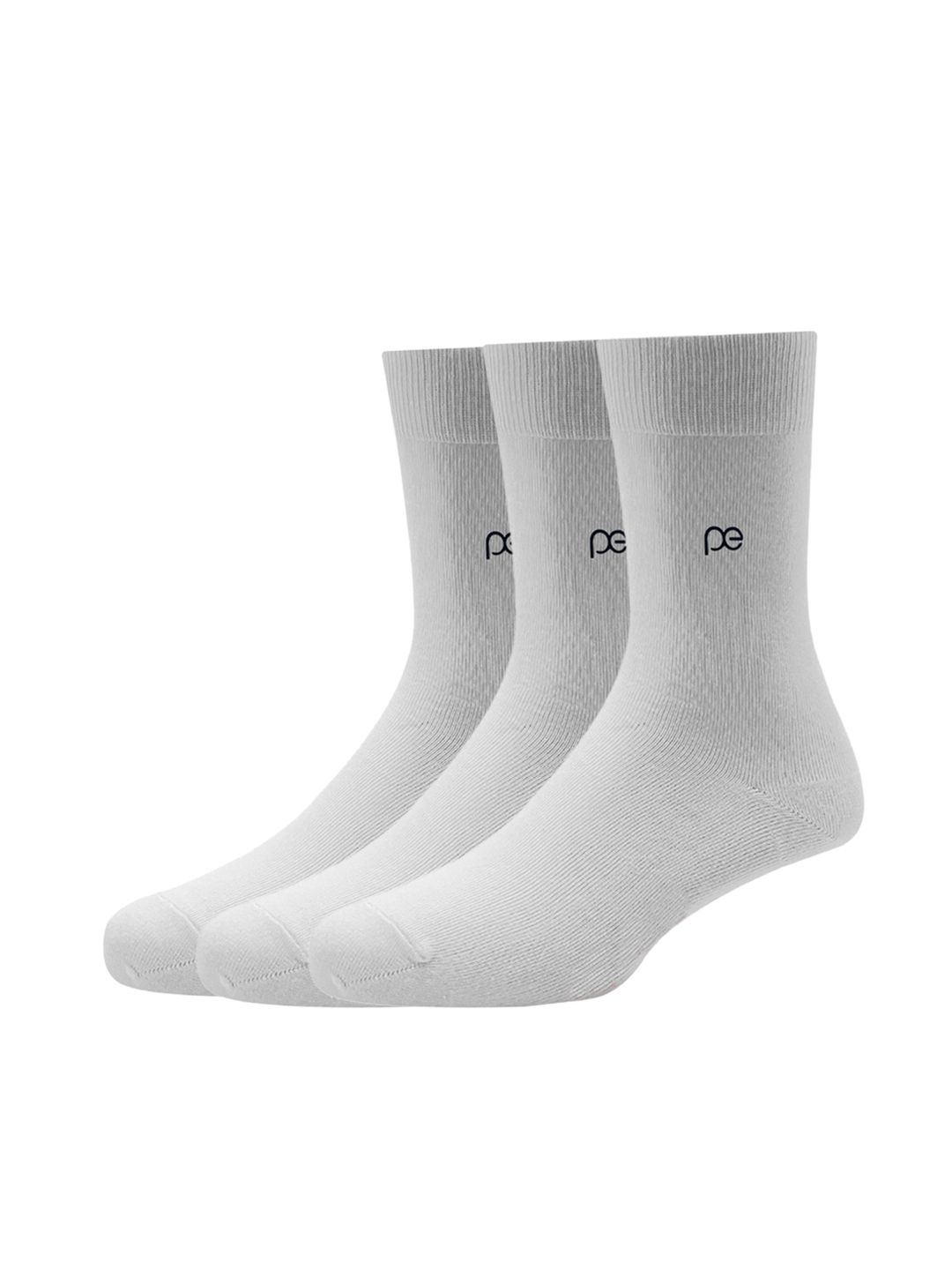 Peter England Men White Pack of 3 Calf Length Socks