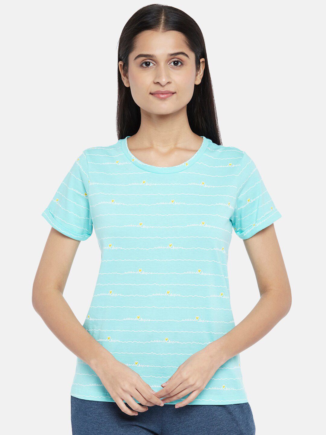 Dreamz by Pantaloons Blue Striped Lounge tshirt Price in India