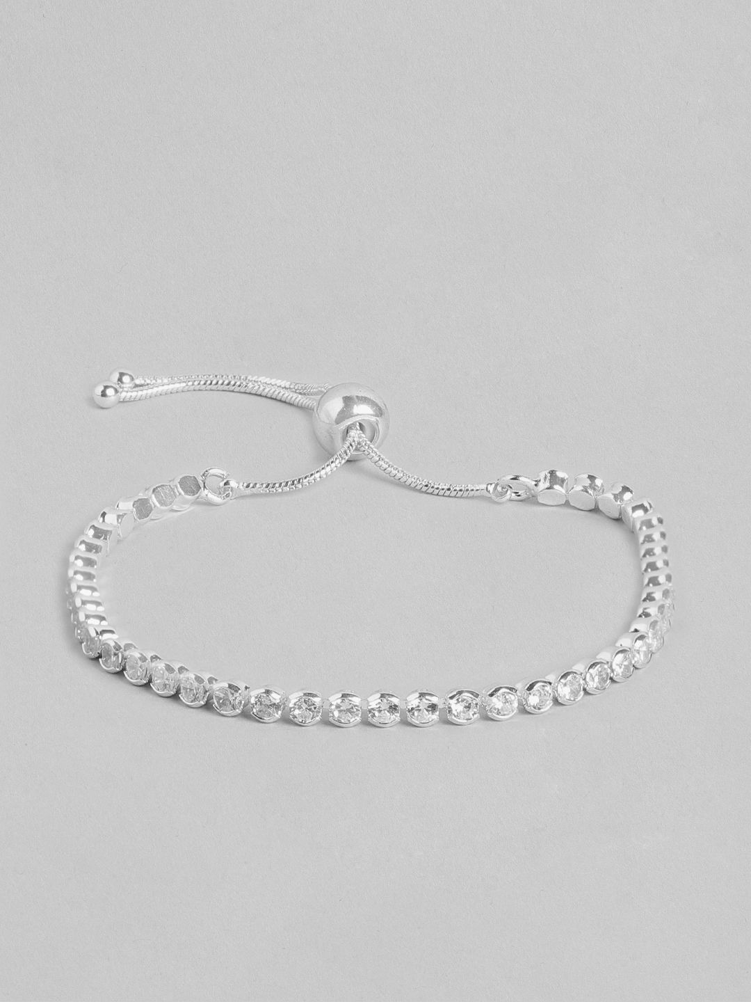 Forever New Women Cubic Zirconia Silver-Plated Link Bracelet Price in India