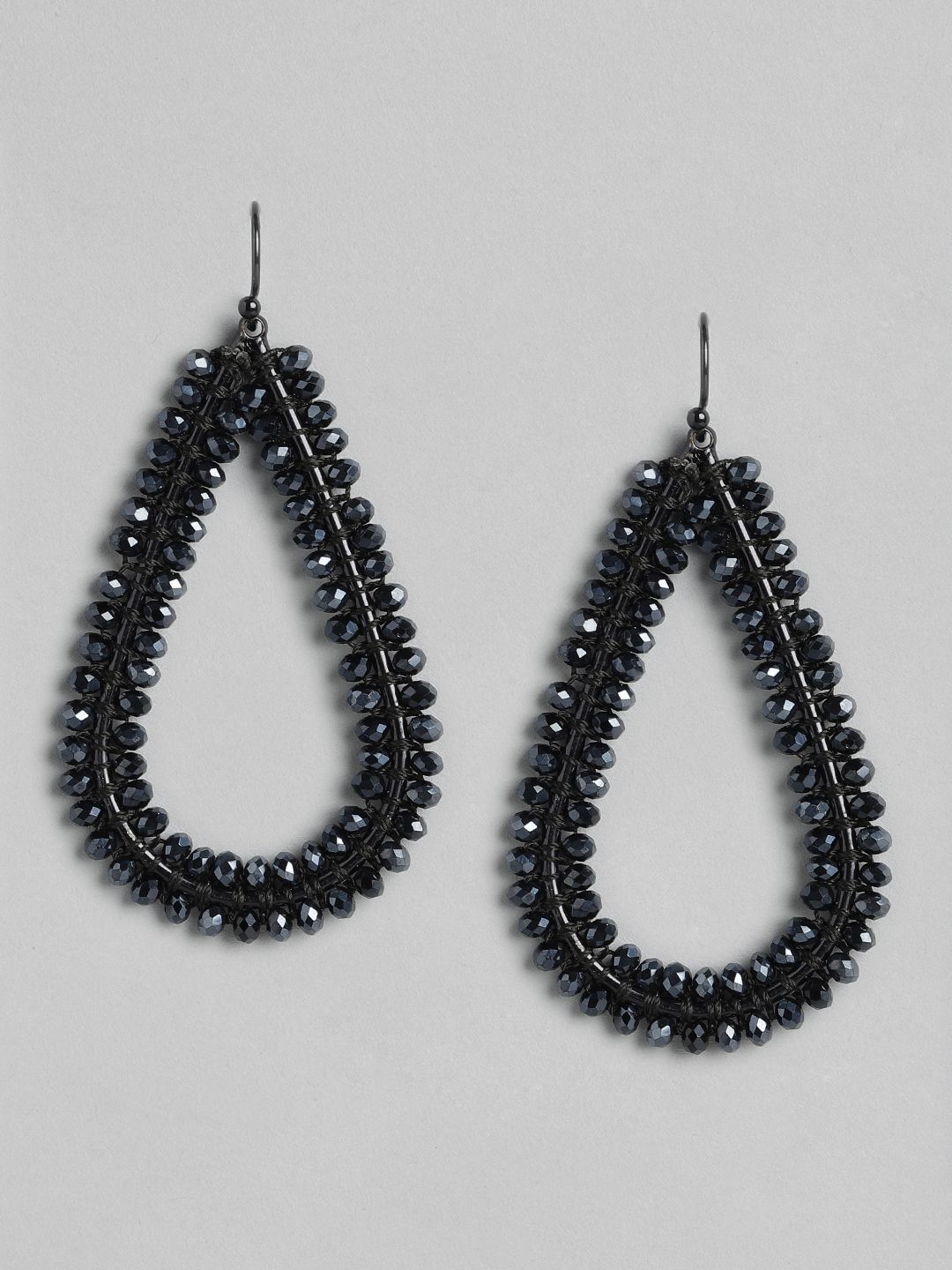 Forever New Black Teardrop Shaped Drop Earrings Price in India