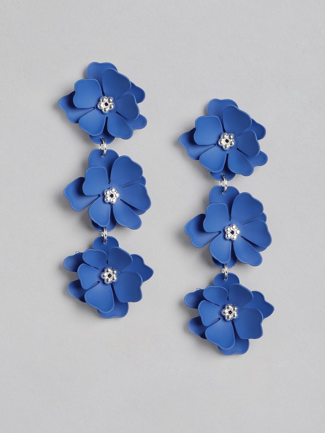 Forever New Blue Floral Drop Earrings Price in India