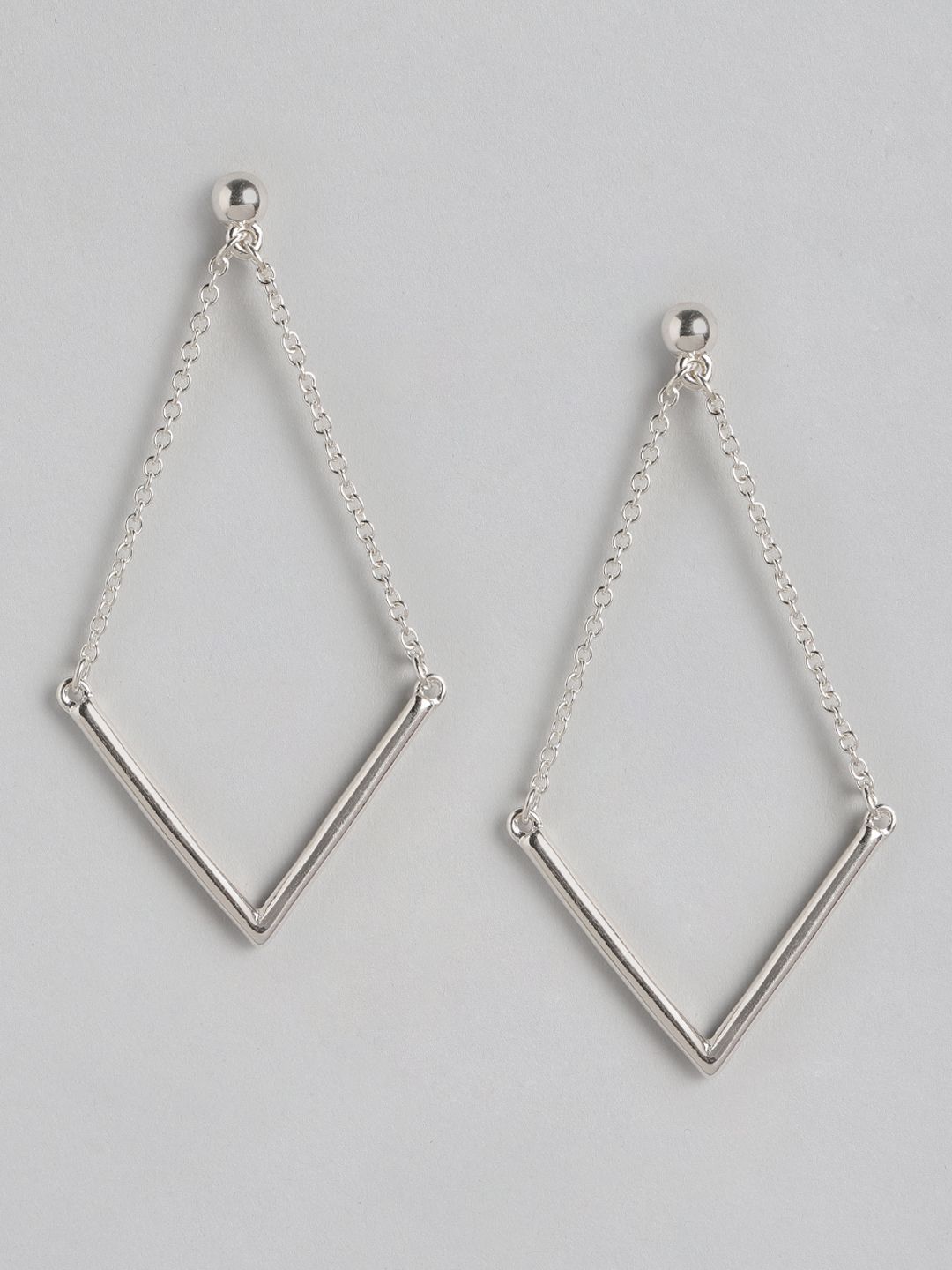 Forever New Silver-Plated Contemporary Drop Earrings Price in India