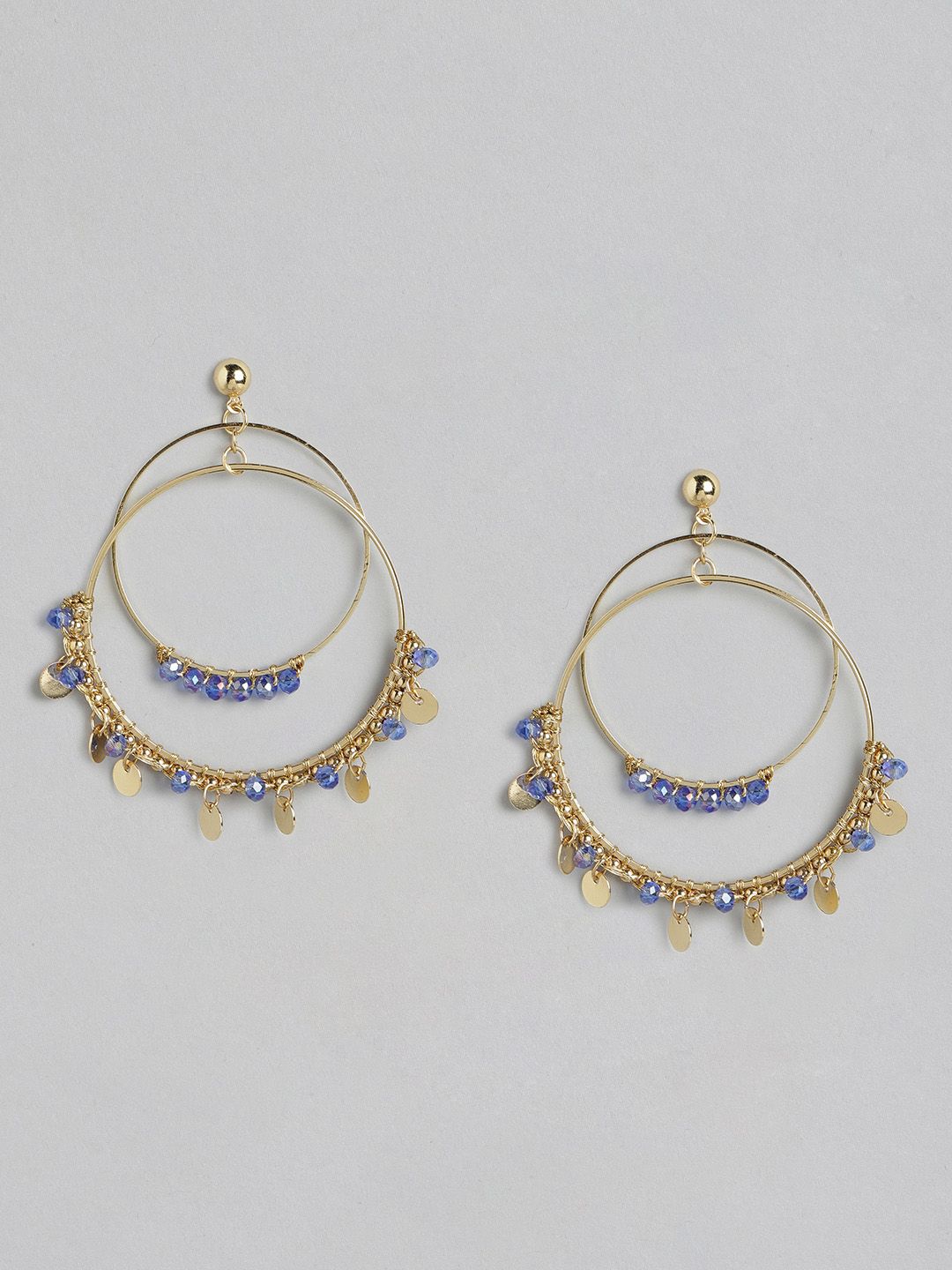 Forever New Blue & Gold-Plated Kira Large Multi Beaded Hoop Earrings Price in India