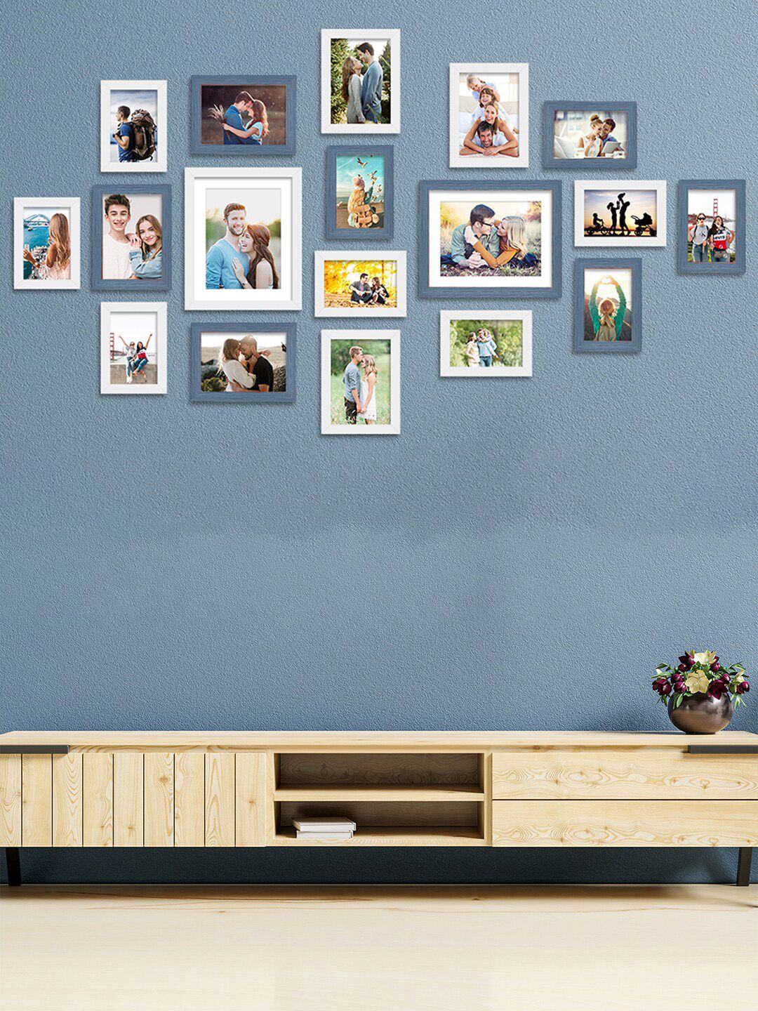 Art Street Set of 18 Blue & White Wall Photo Frames Price in India