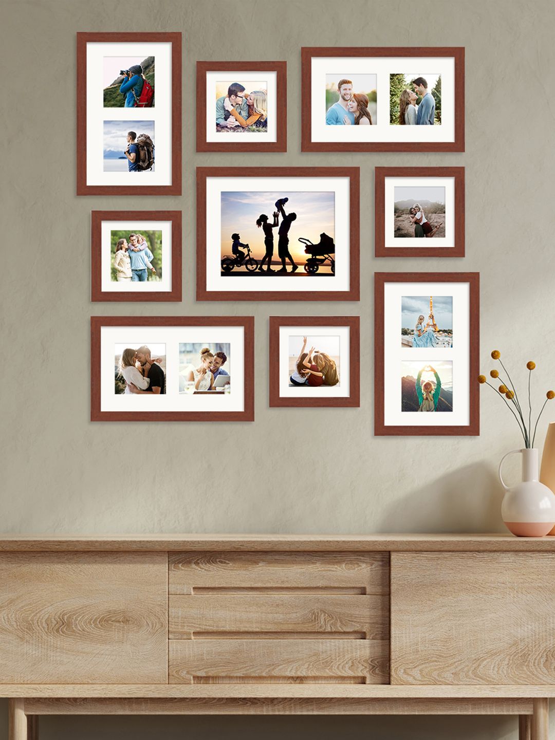 Art Street Set Of 9 Brown Solid Wall Photo Frames Price in India