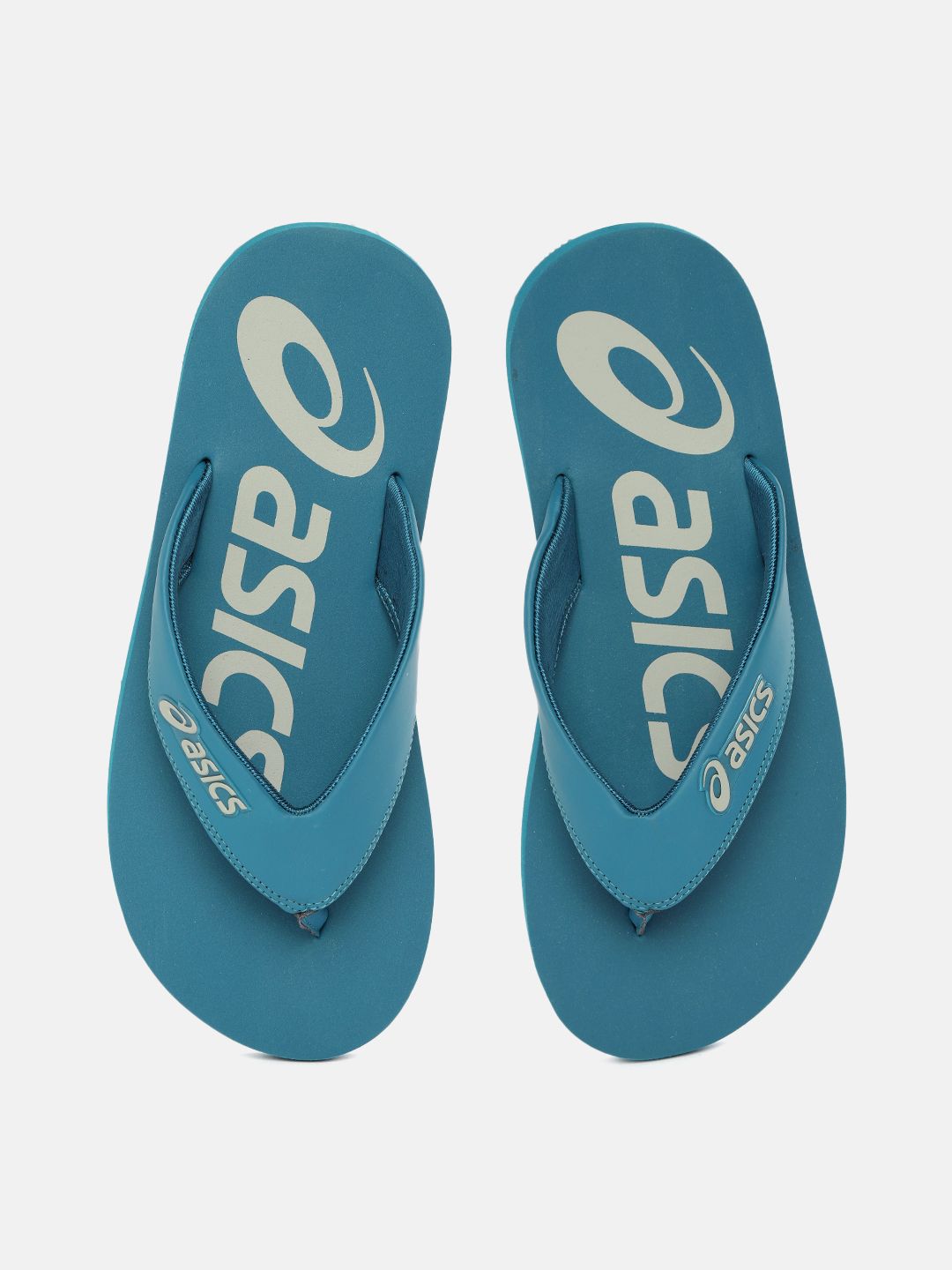 ASICS Unisex Teal Blue & White Brand Logo Print Thong Flip-Flops Price in India