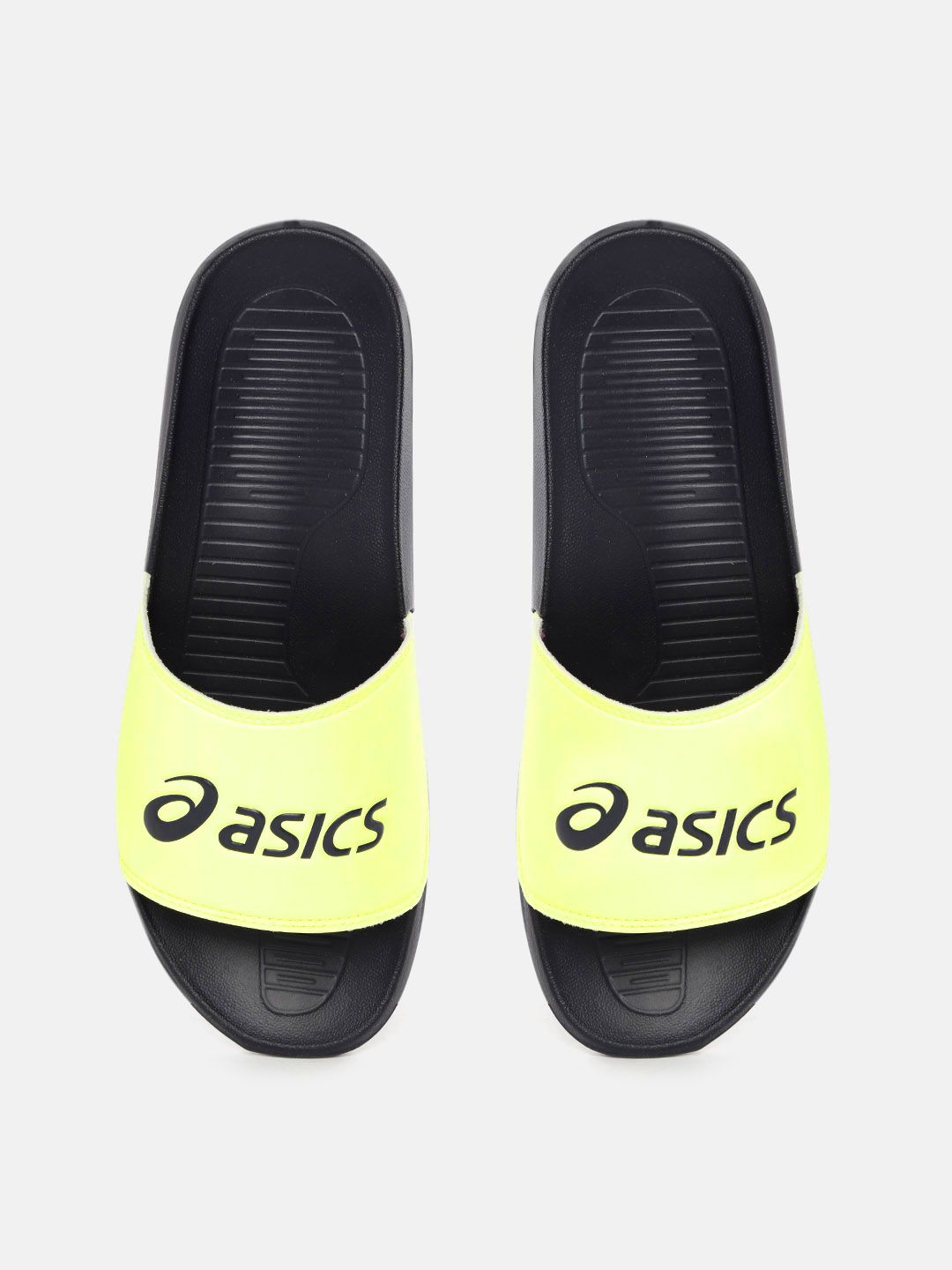 ASICS Unisex Lime Green & Black Brand Logo Print Sliders Price in India