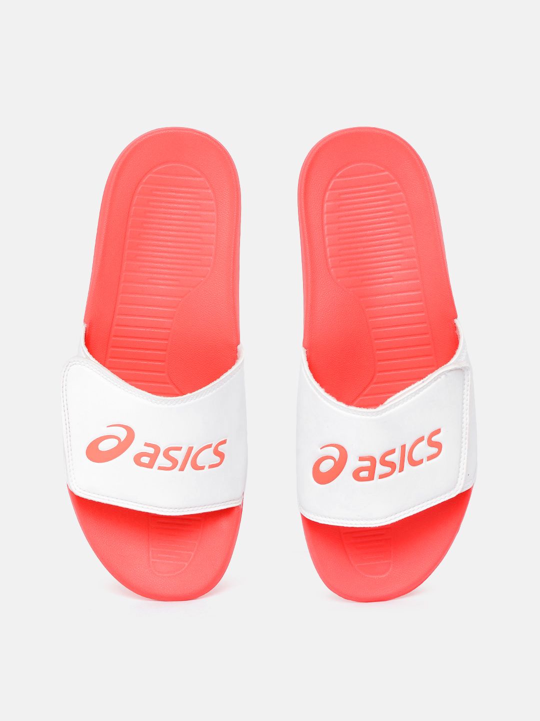 ASICS Unisex Red & White Brand logo Print Sliders