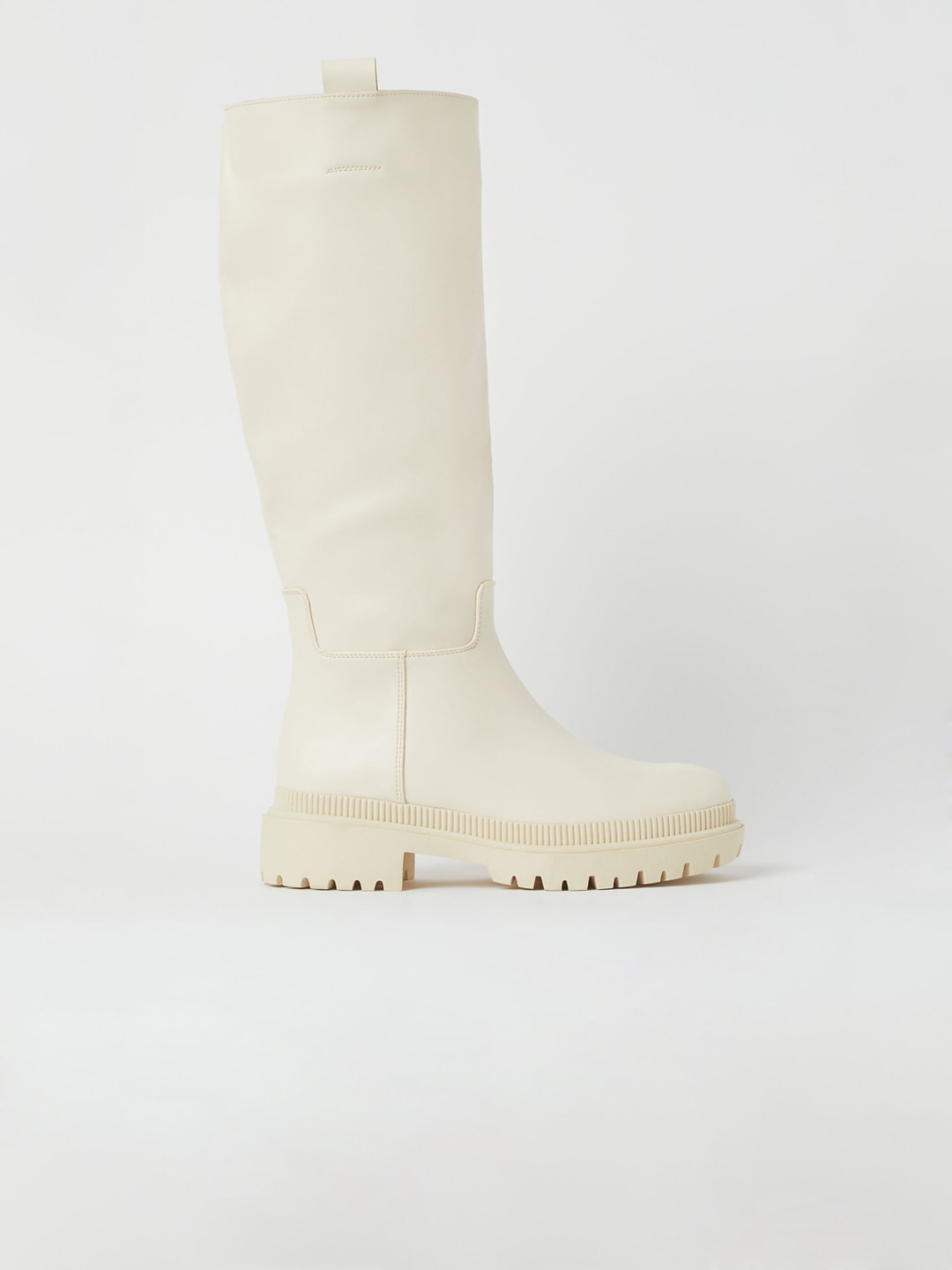 H&M Women Off-White Knee-High Boots Price in India