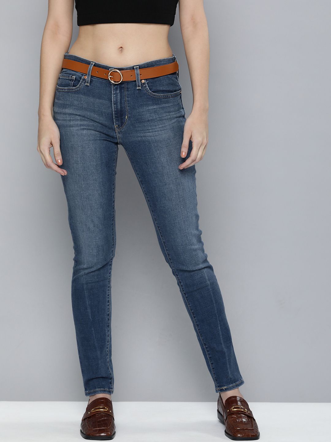 Levis Women Blue 711 Skinny Fit Light Fade Stretchable Jeans Price in India