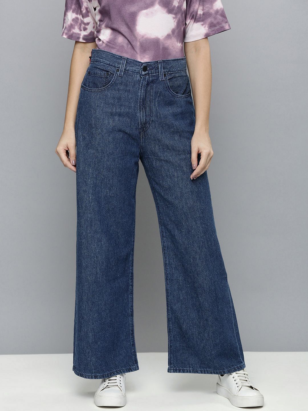 Levis Women Blue Wide Leg High-Rise Clean Look Jeans Price in India