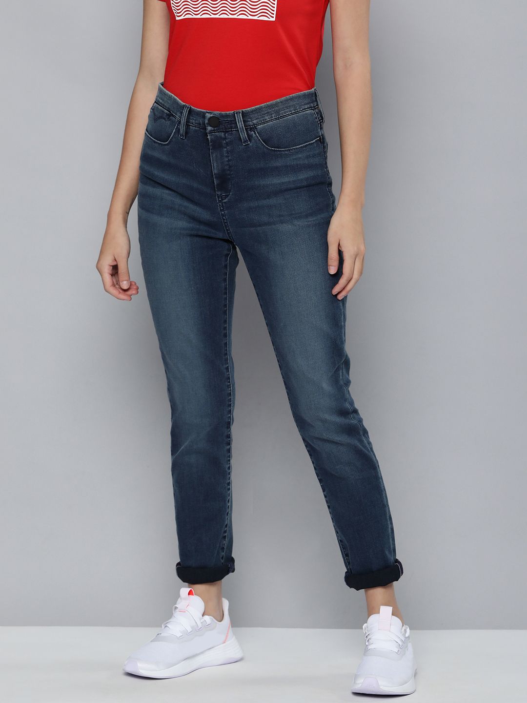 Levis Women Blue 311 Shaping Skinny Fit Mid Rise Light Fade Stretchable Jeans Price in India