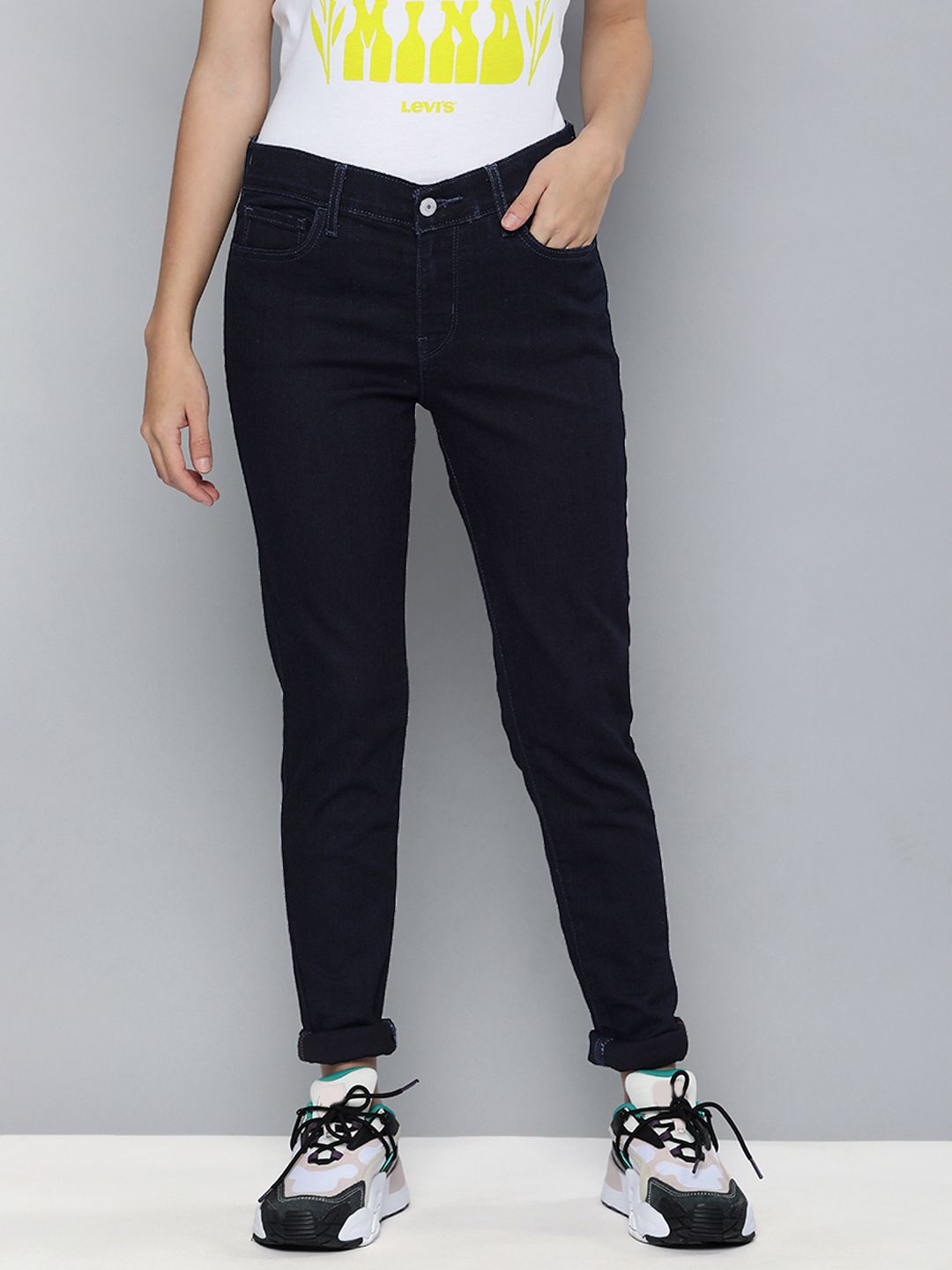 Levis Women Blue 710 Super Skinny Fit Mid Rise Stretchable Jeans Price in India