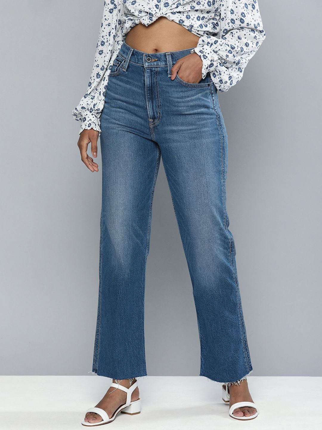 Levis X Deepika Padukone Women Blue Straight Fit High-Rise Light Fade Stretchable Jeans Price in India