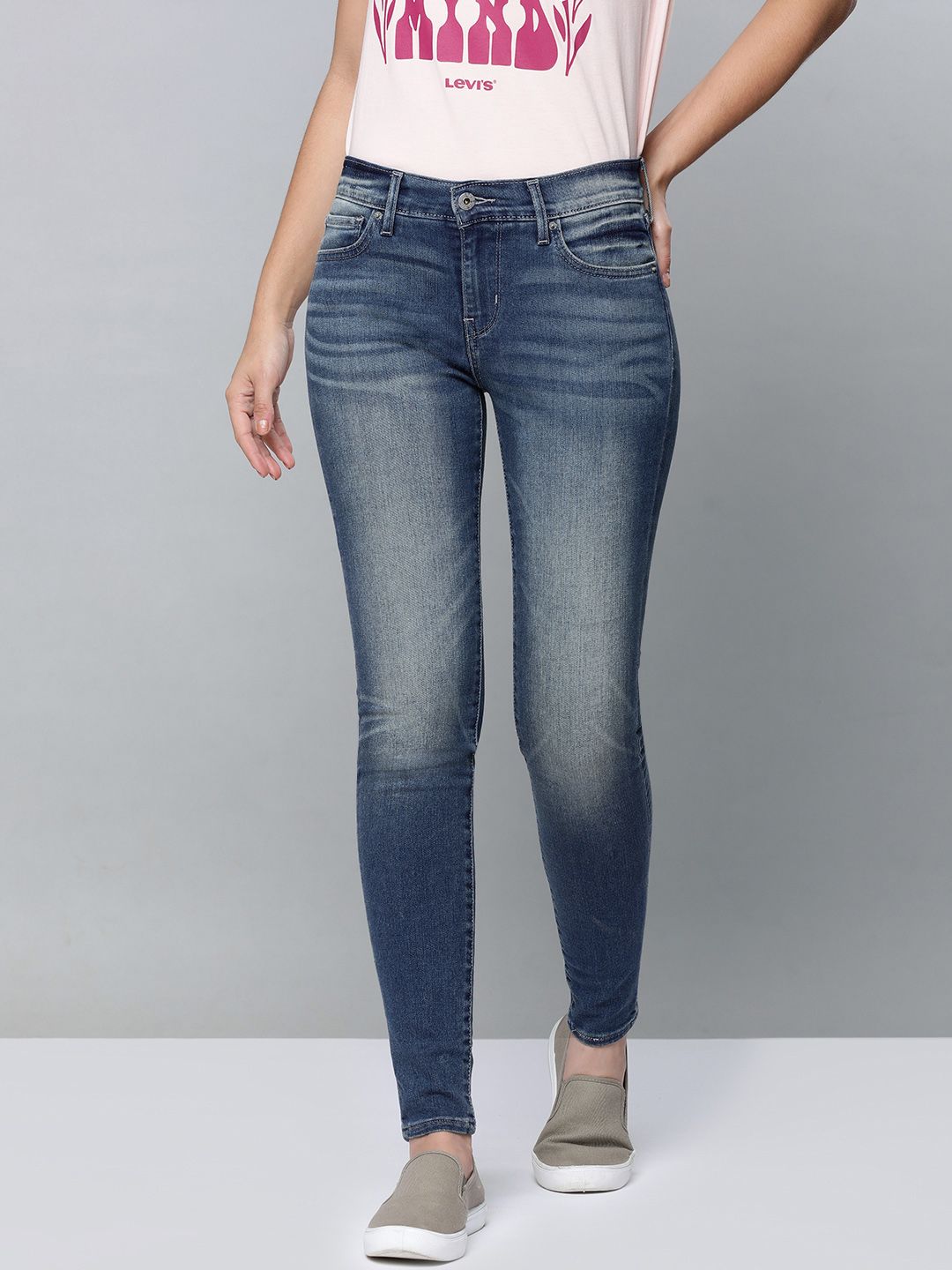 Levis Women Blue Super Skinny Fit Light Fade Stretchable Jeans Price in India