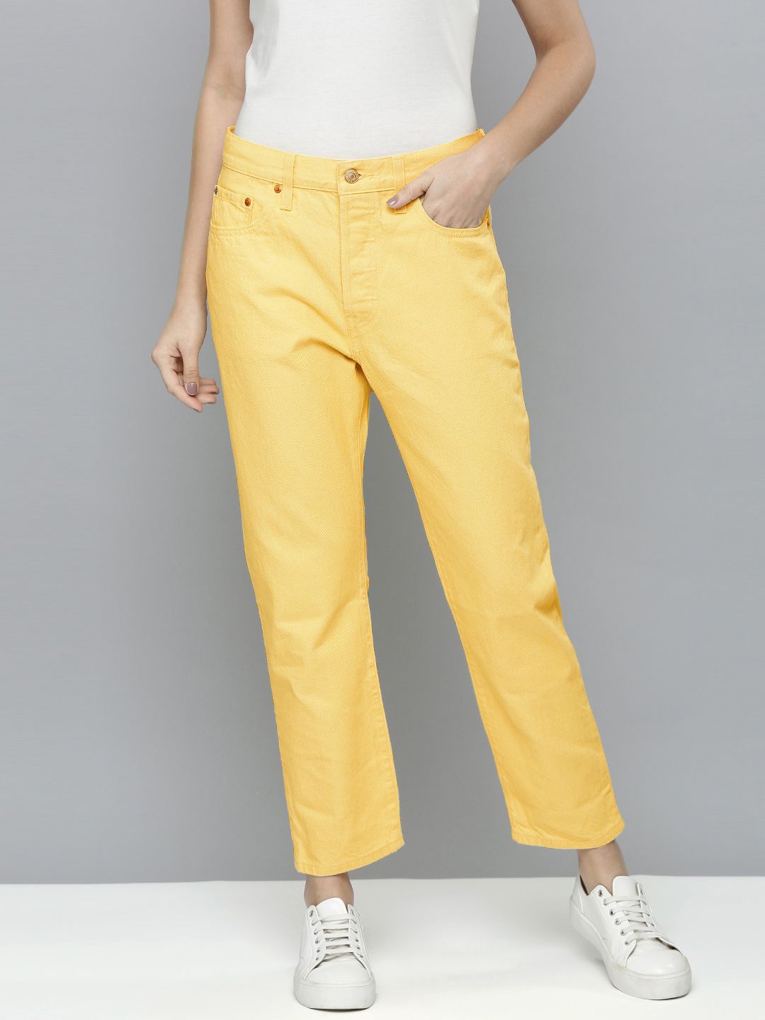 Levis Women Yellow 501 Straight Fit Jeans Price in India