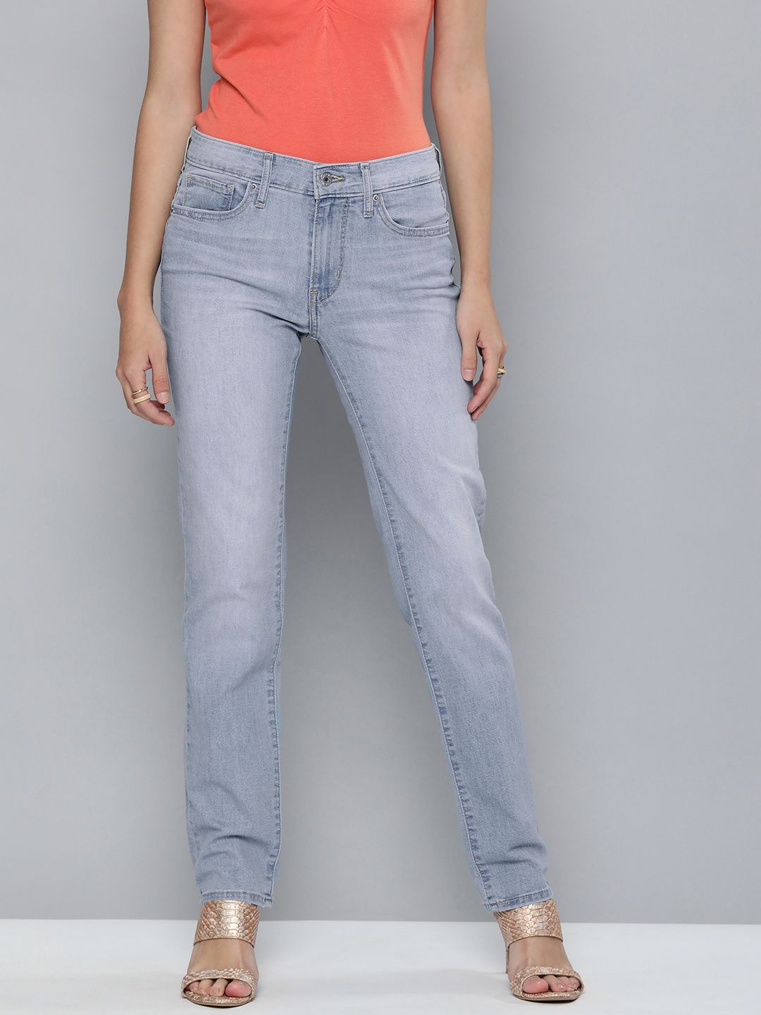 Levis Women Blue 712 Slim Fit High-Rise Light Fade Stretchable Jeans Price in India