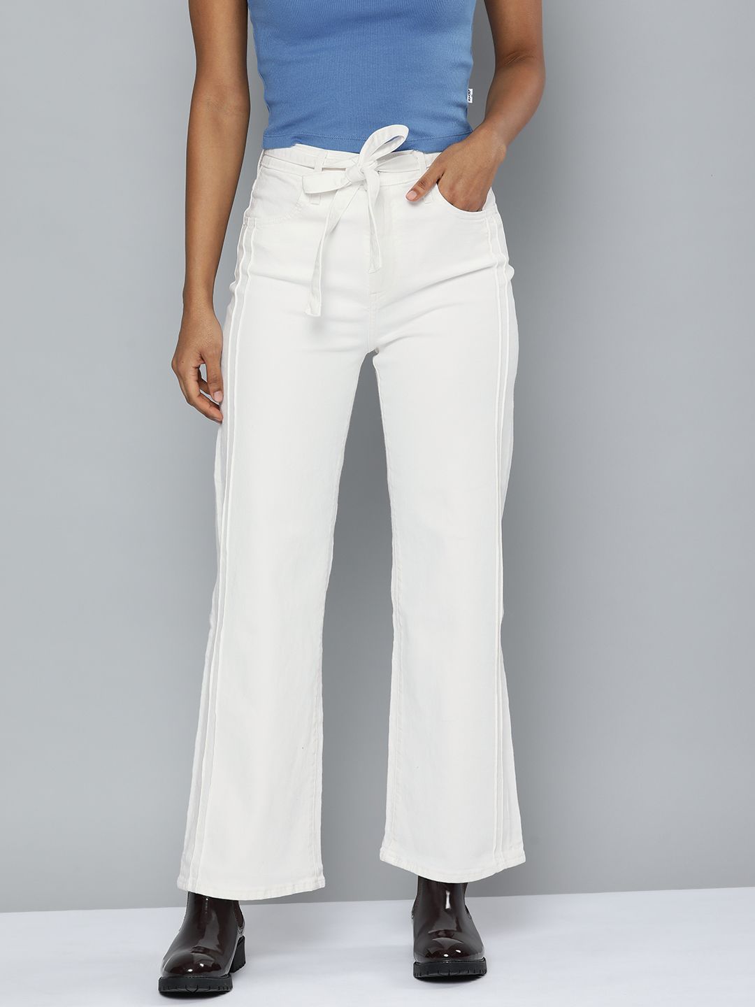 Levis x Deepika Padukone Women White Super Wide Leg Jeans Price in India