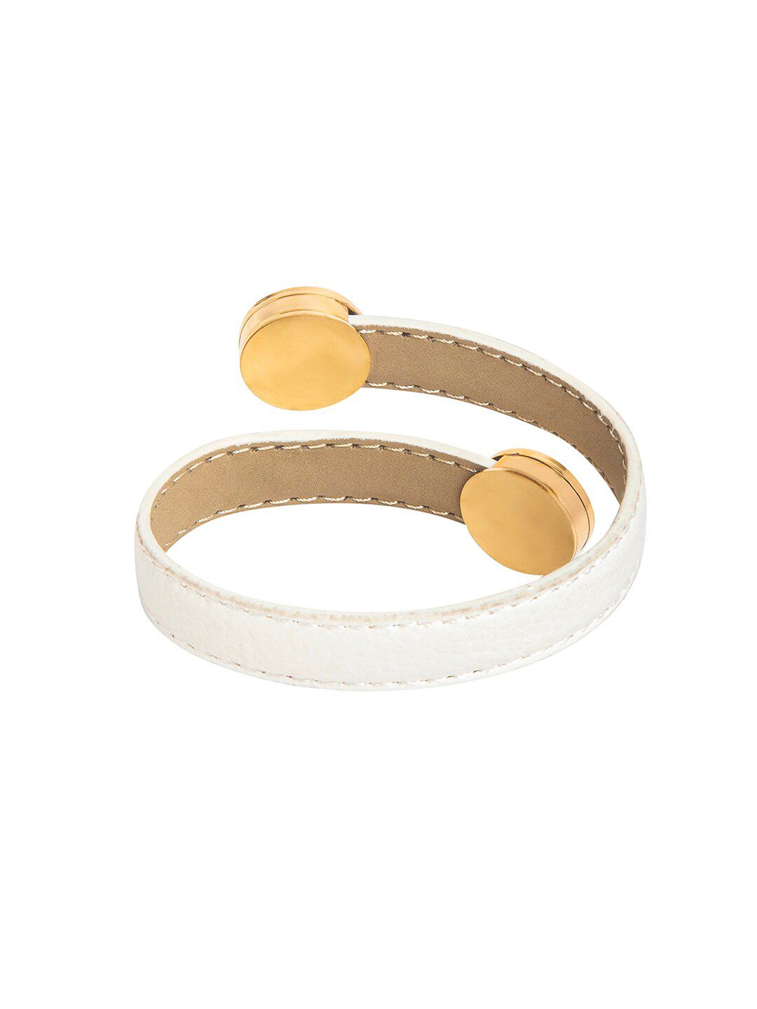 Moon Dust Women White & Gold-Plated Leather Wraparound Bracelet Price in India