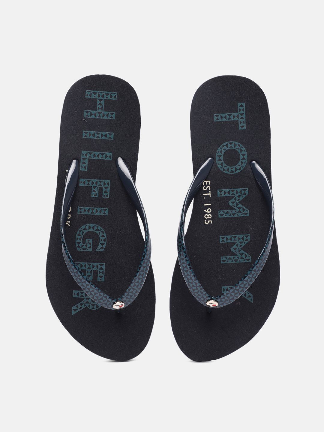 Tommy Hilfiger Women Navy Blue Printed Thong Flip-Flops Price in India