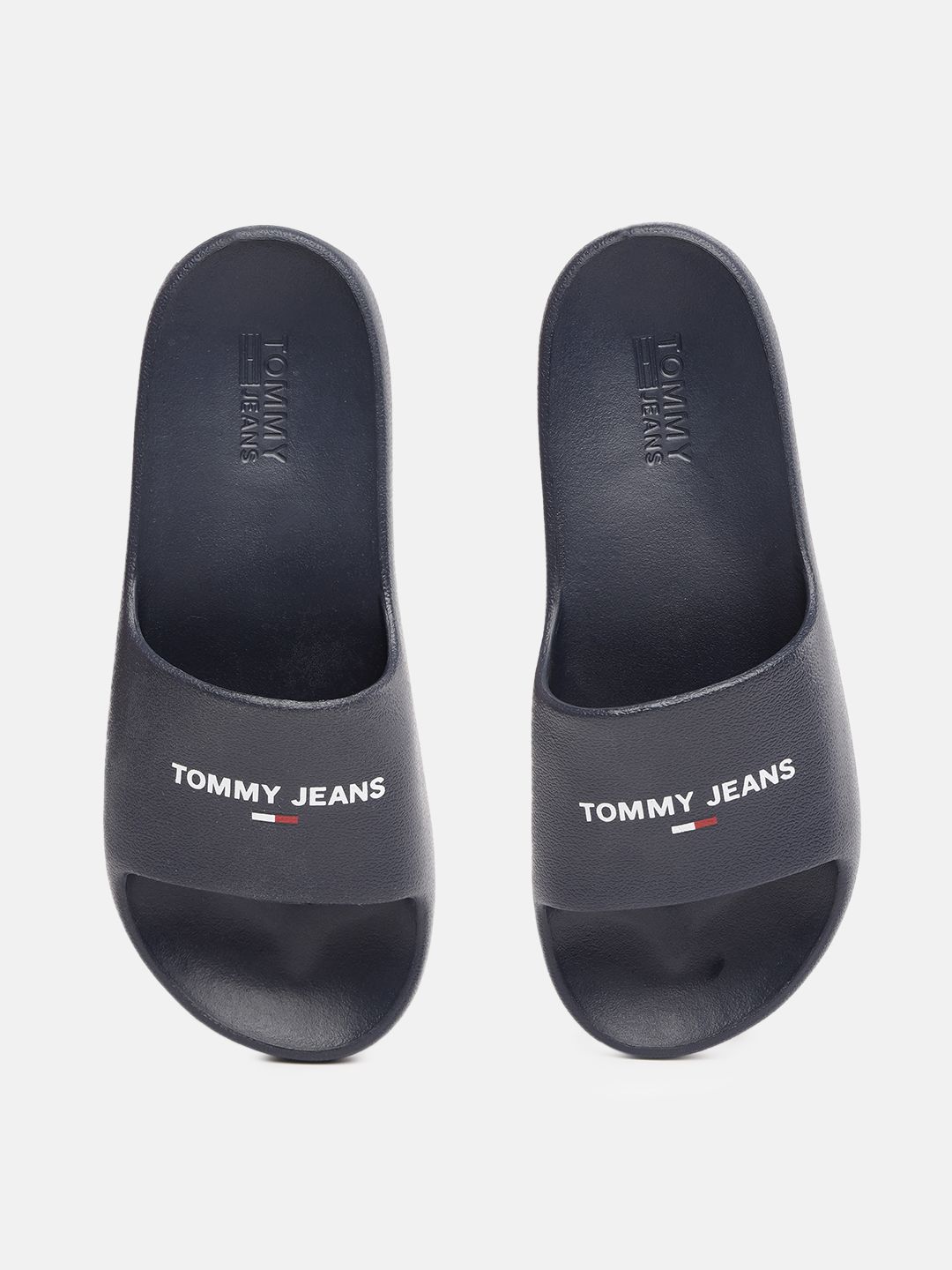 Tommy Hilfiger Women Navy Blue Brand Logo Printed Sliders Price in India