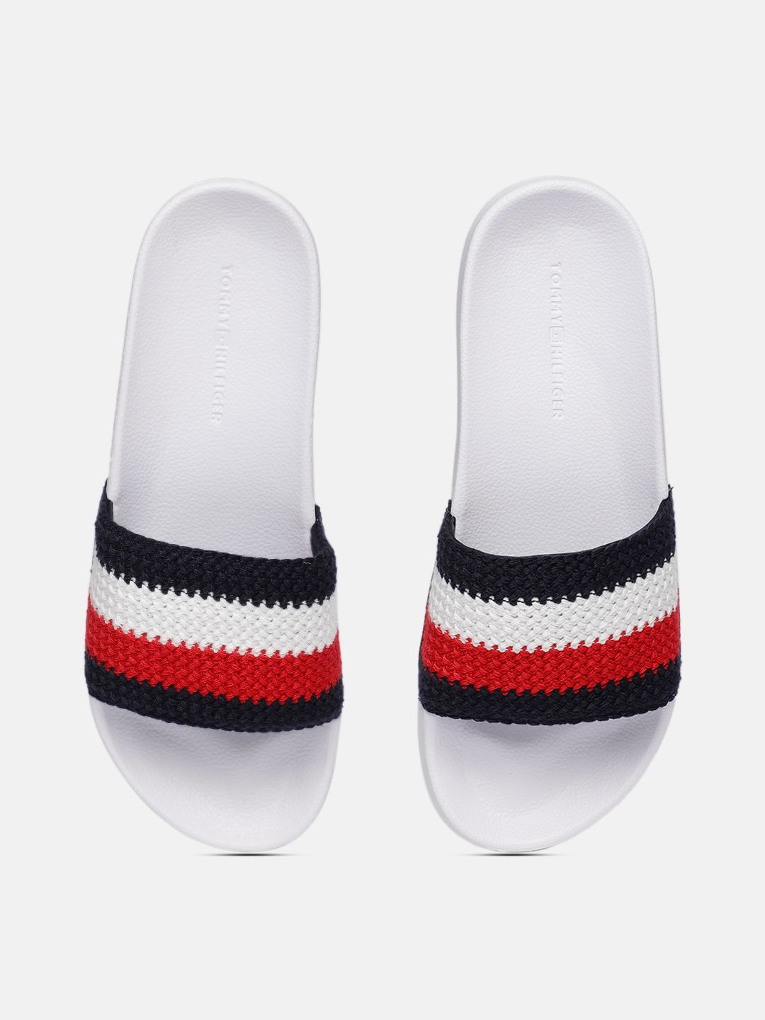 Tommy Hilfiger Women Blue & Red Colourblocked  Pool Sliders Price in India