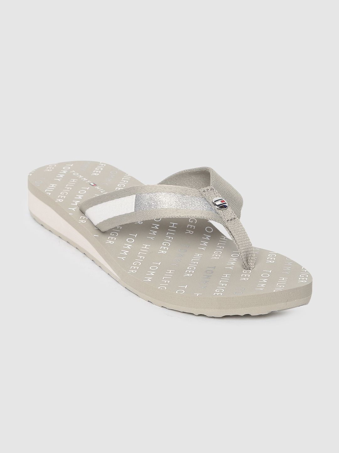 Tommy Hilfiger Women Grey Printed Thong Flip-Flops Price in India