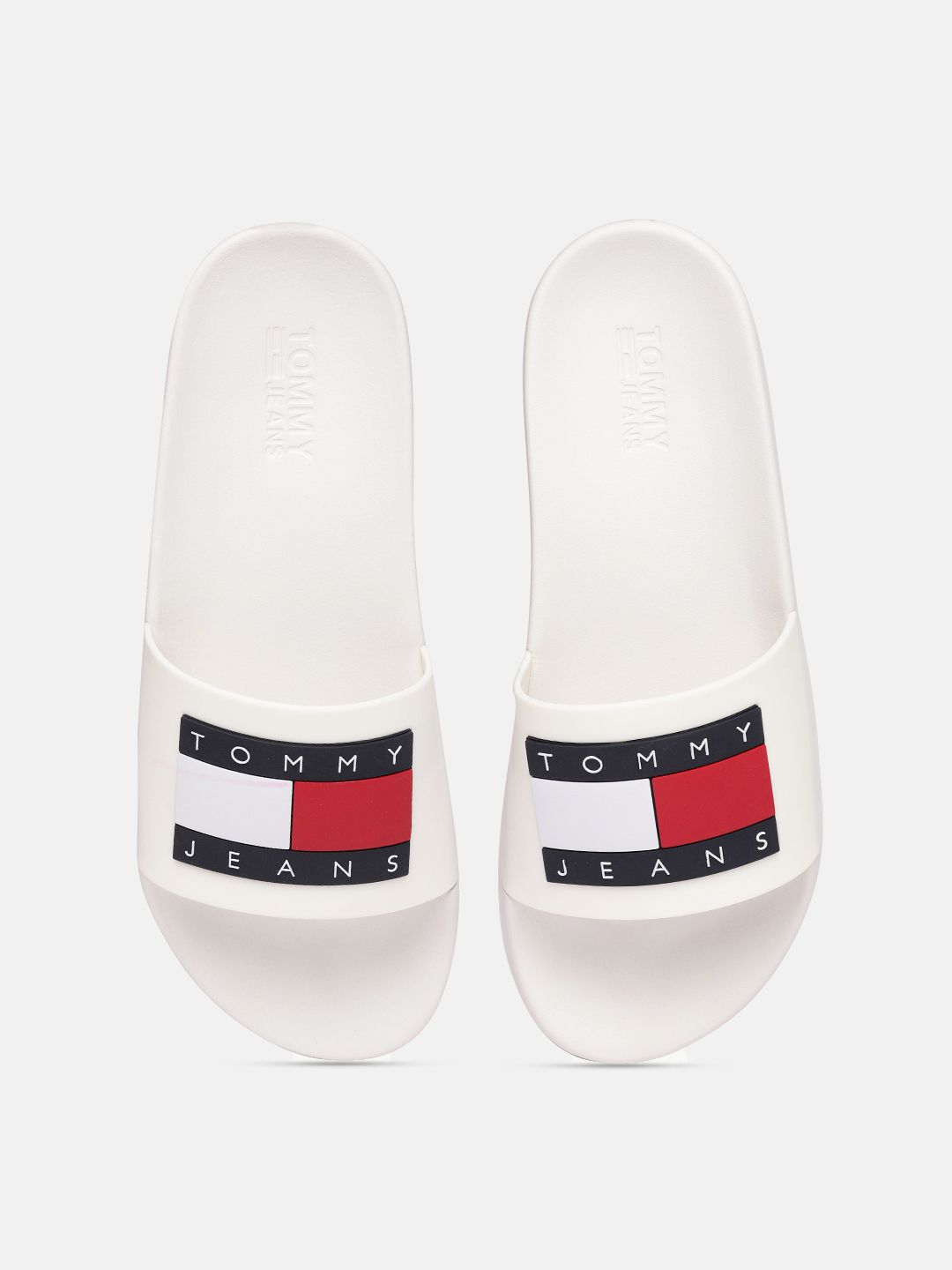 Tommy Hilfiger Women White Printed Sliders Price in India