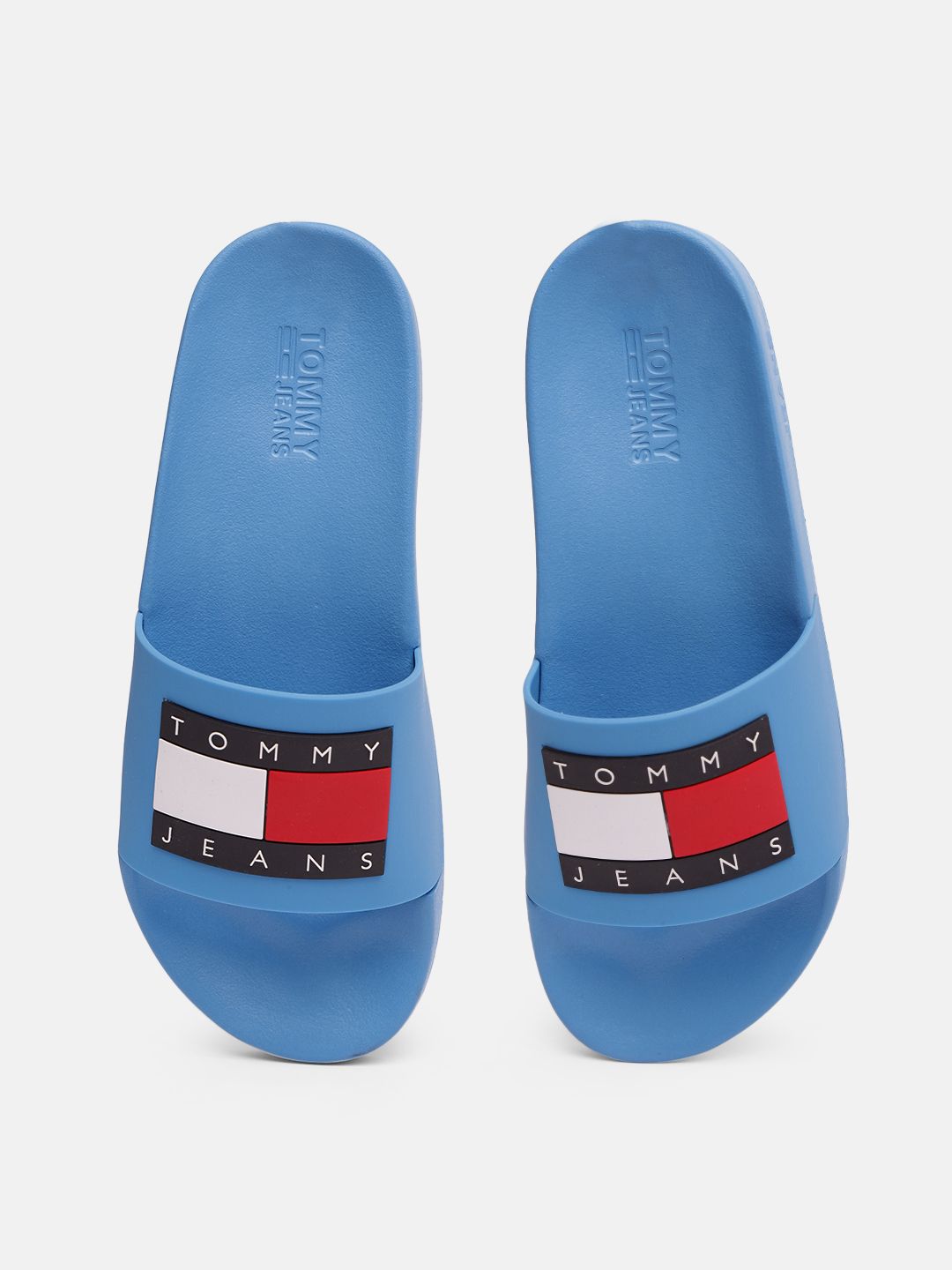 Tommy Hilfiger Women Blue Brand Logo Printed Sliders Price in India