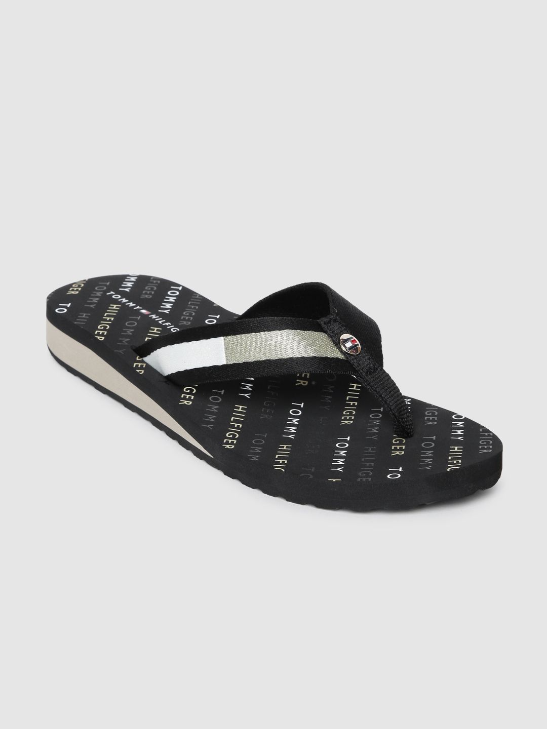 Tommy Hilfiger Women Black Printed Thong Flip-Flops Price in India