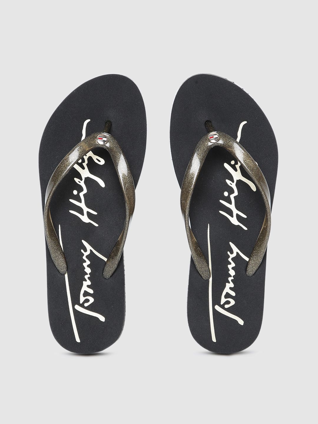 Tommy Hilfiger Women Black Thong Flip-Flops Price in India