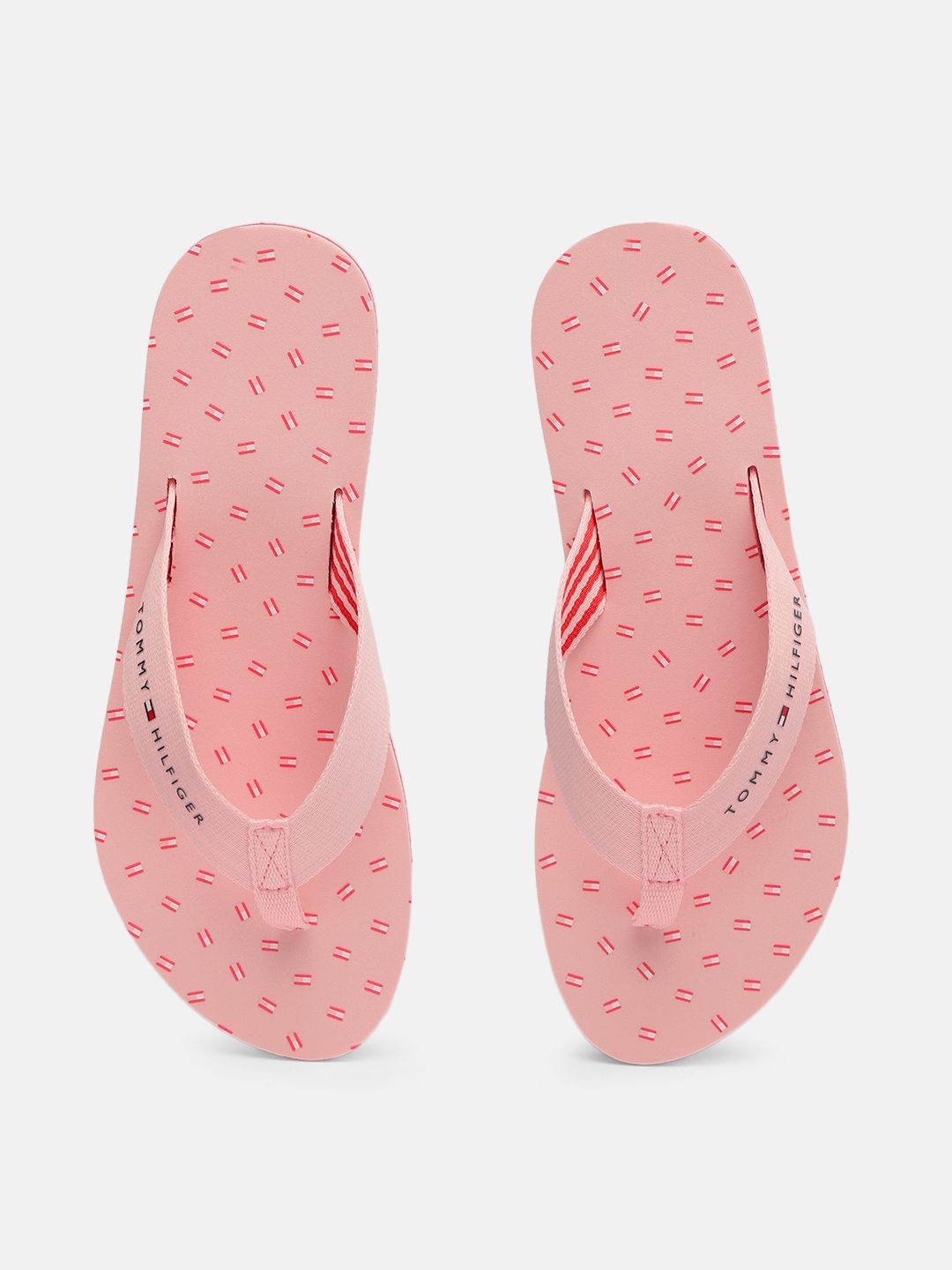 Tommy Hilfiger Women Pink Brand Logo Printed Thong Flip-Flops Price in India